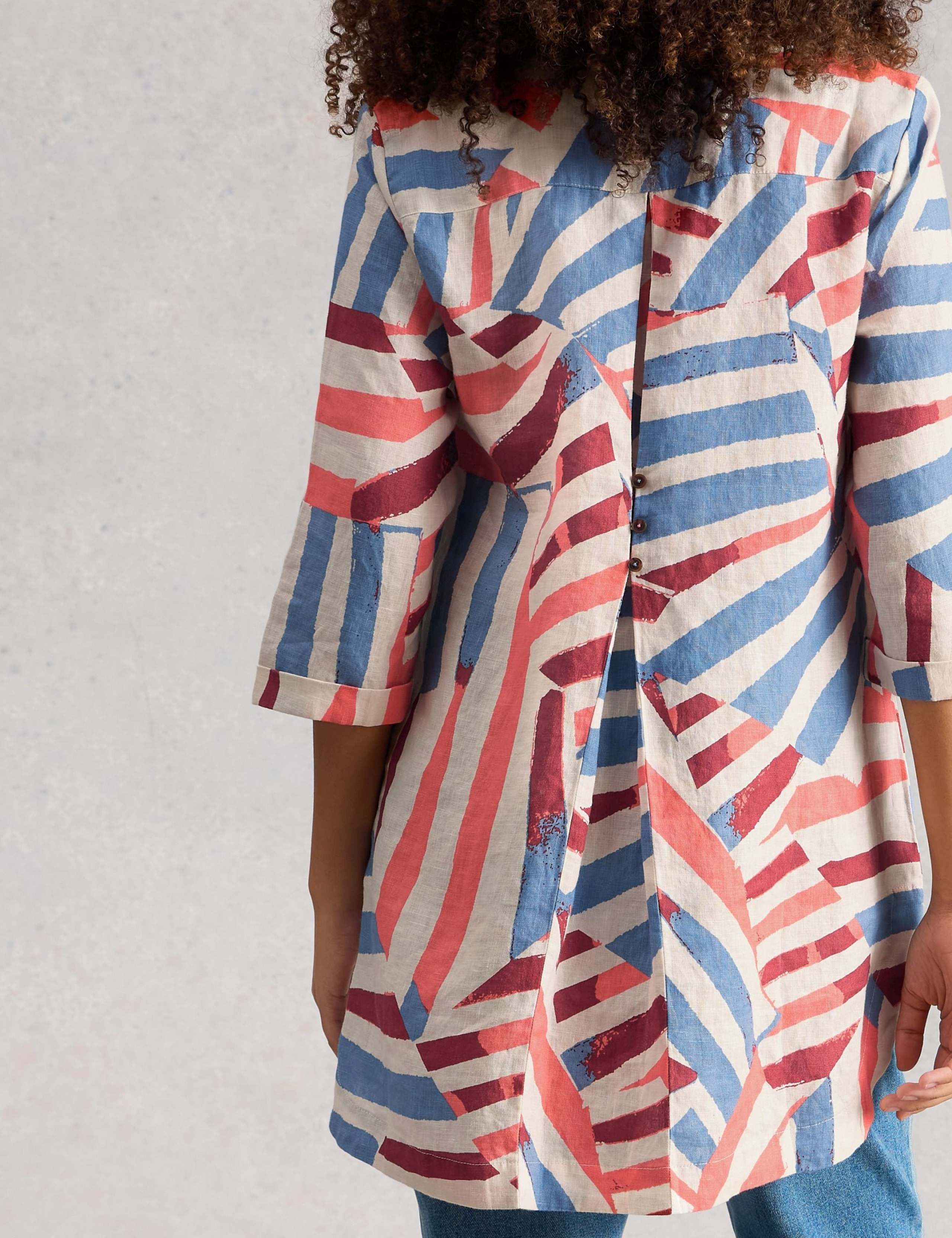 Pure Linen Printed Button Detail Tunic 6 of 6