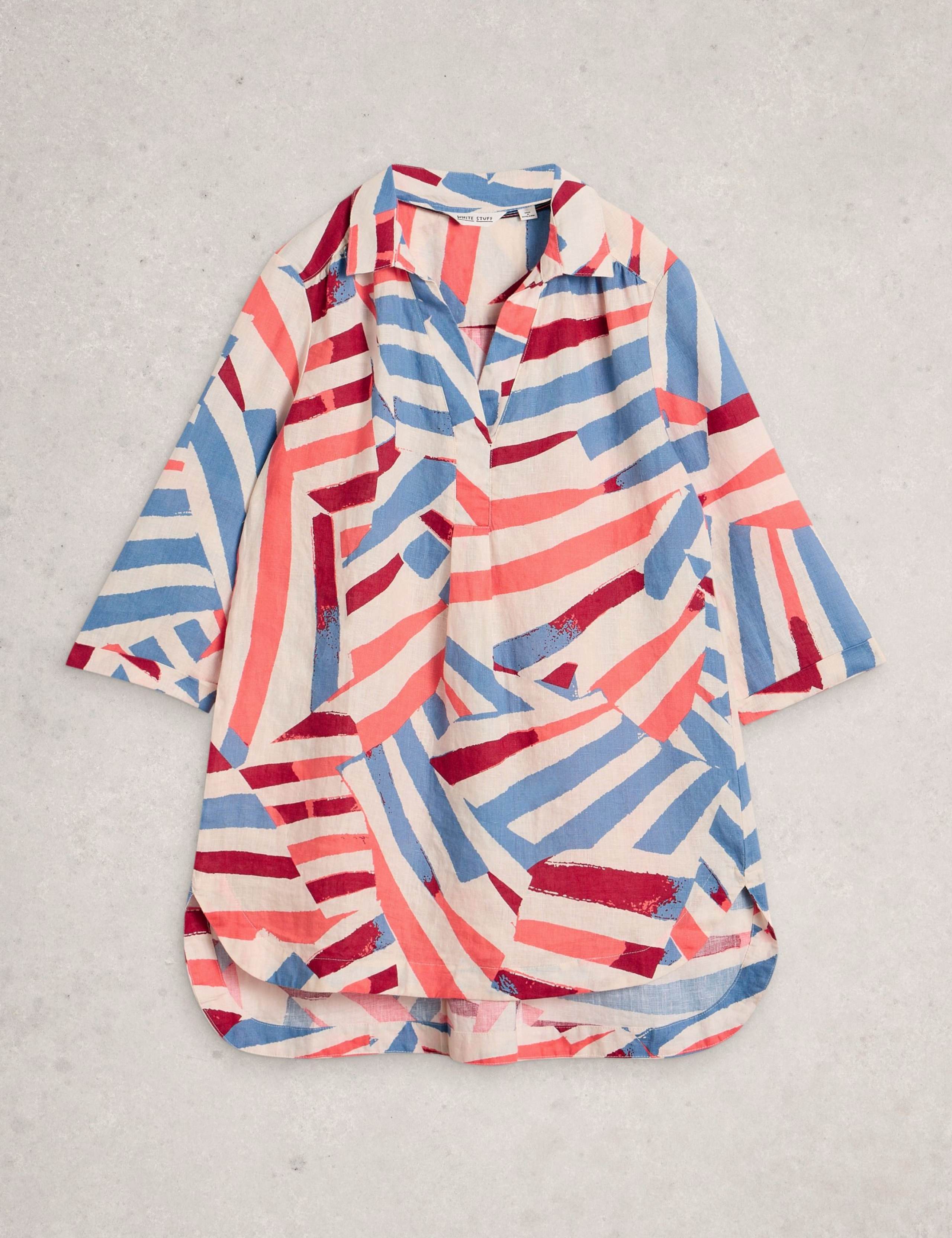 Pure Linen Printed Button Detail Tunic 2 of 6