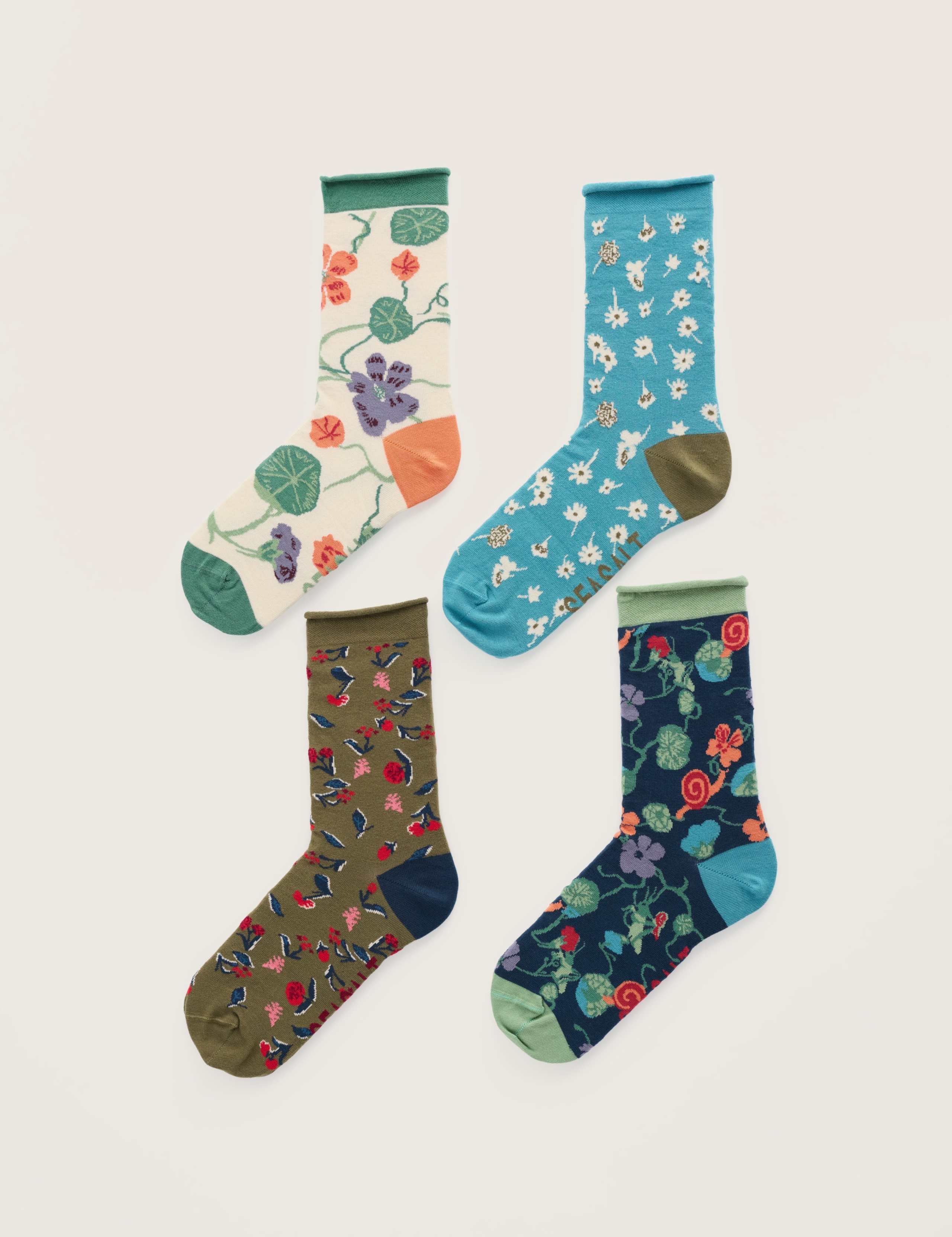 4 Pack Cotton Rich Floral Ankle High Socks 3 of 3