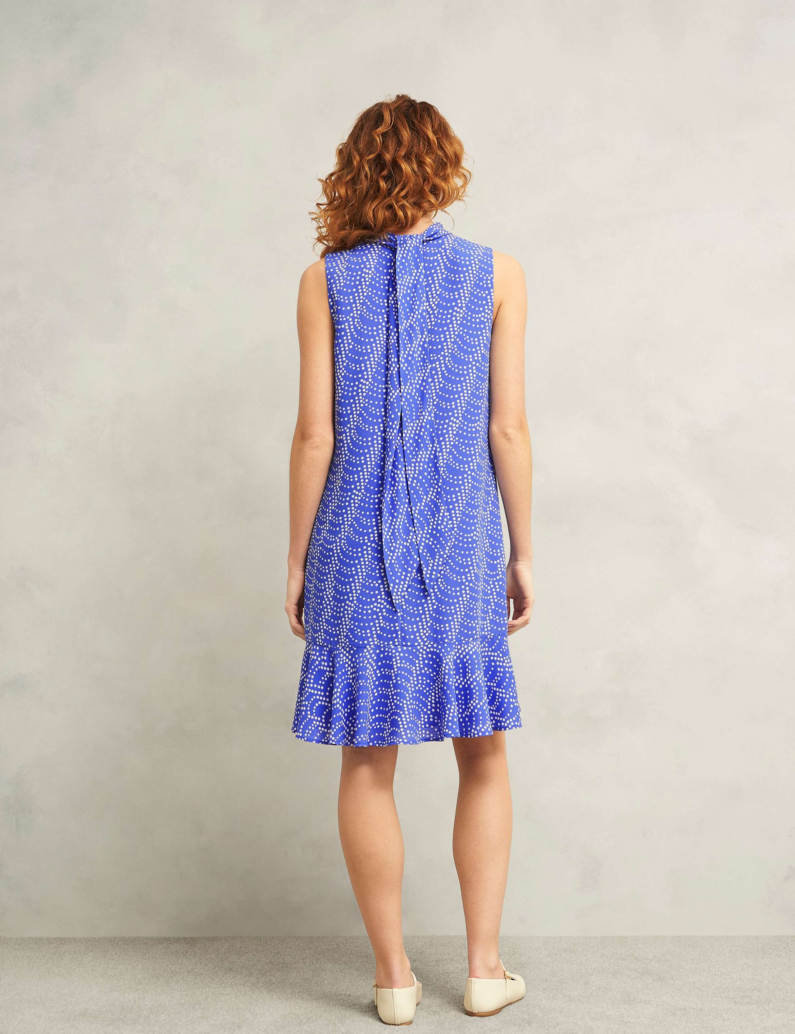 Polka Dot Funnel Neck Midi Shift Dress 4 of 6