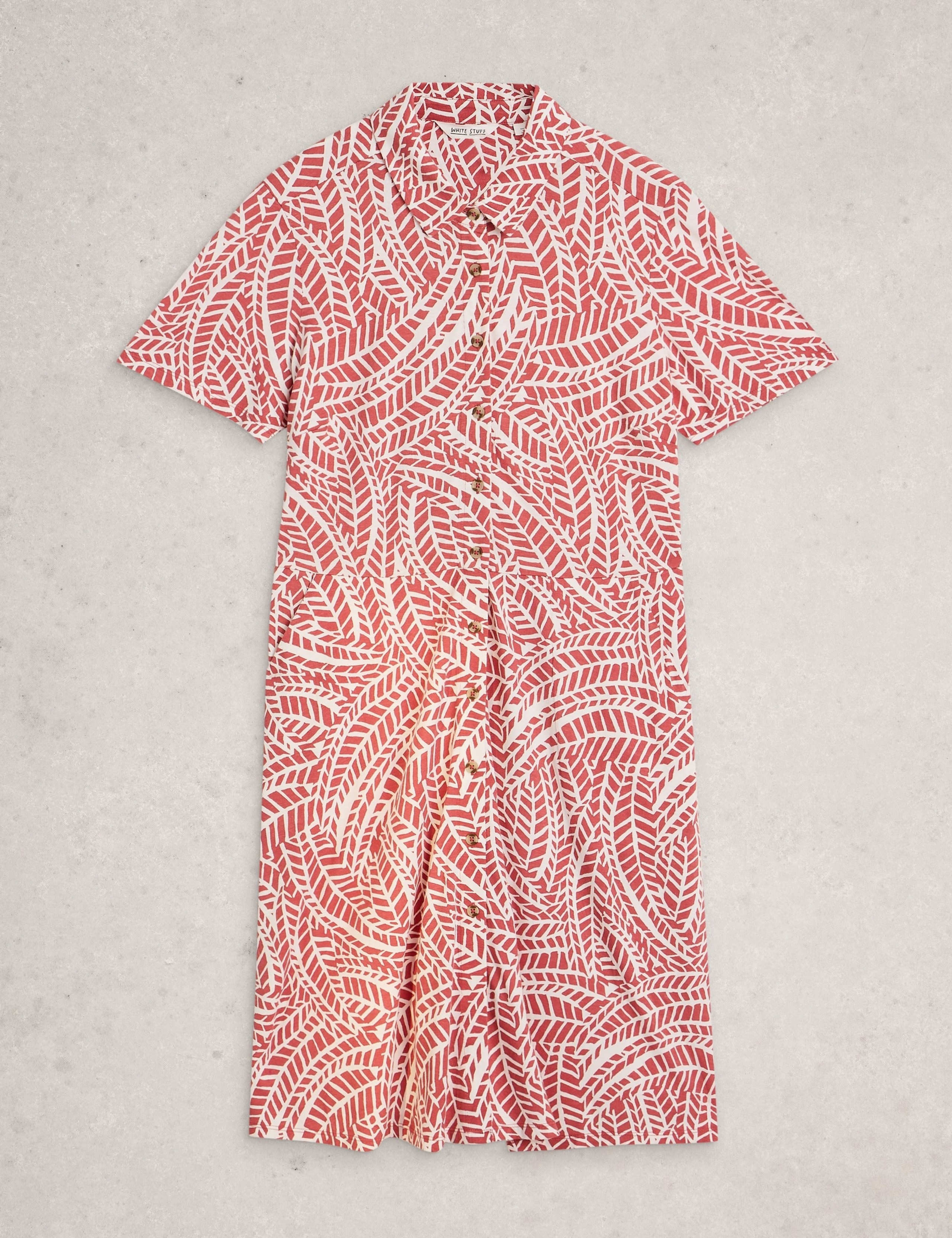 Cotton Modal Jersey Palm Print Shirt Dress 2 of 6
