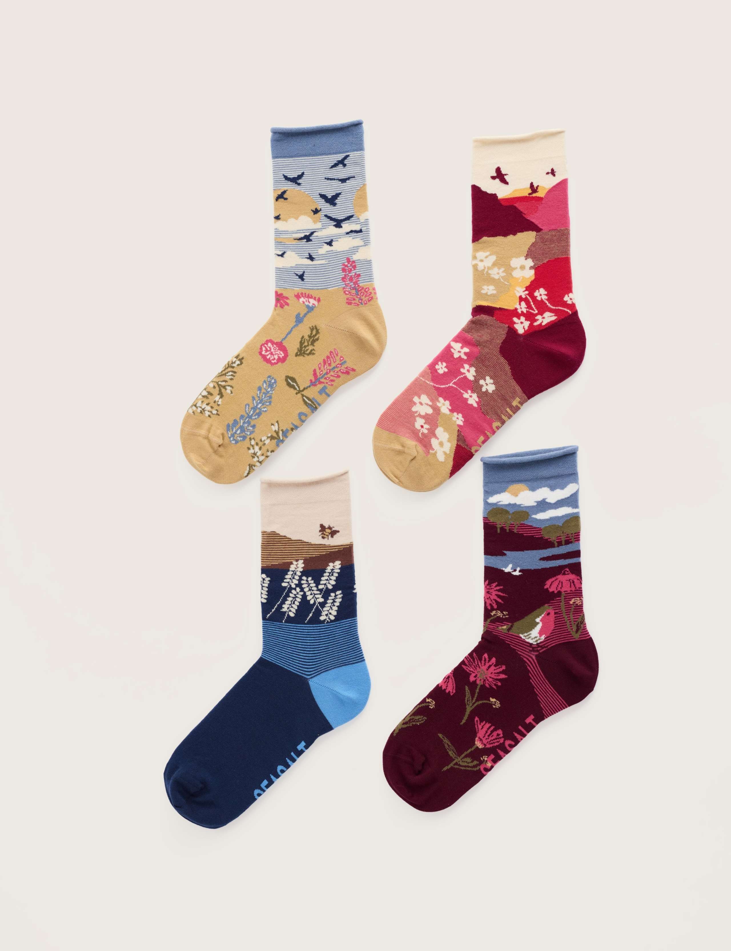 4 Pack Cotton Rich Scenic Ankle High Socks 3 of 3