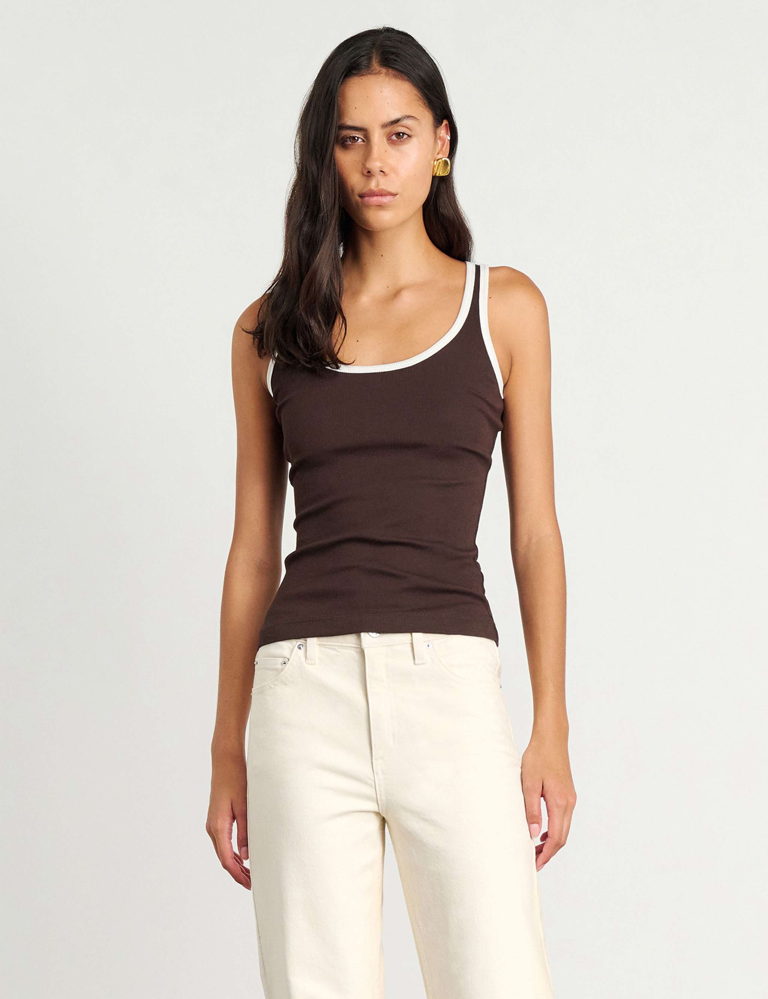 Cotton Rich Scoop Neck Vest Top 1 of 7
