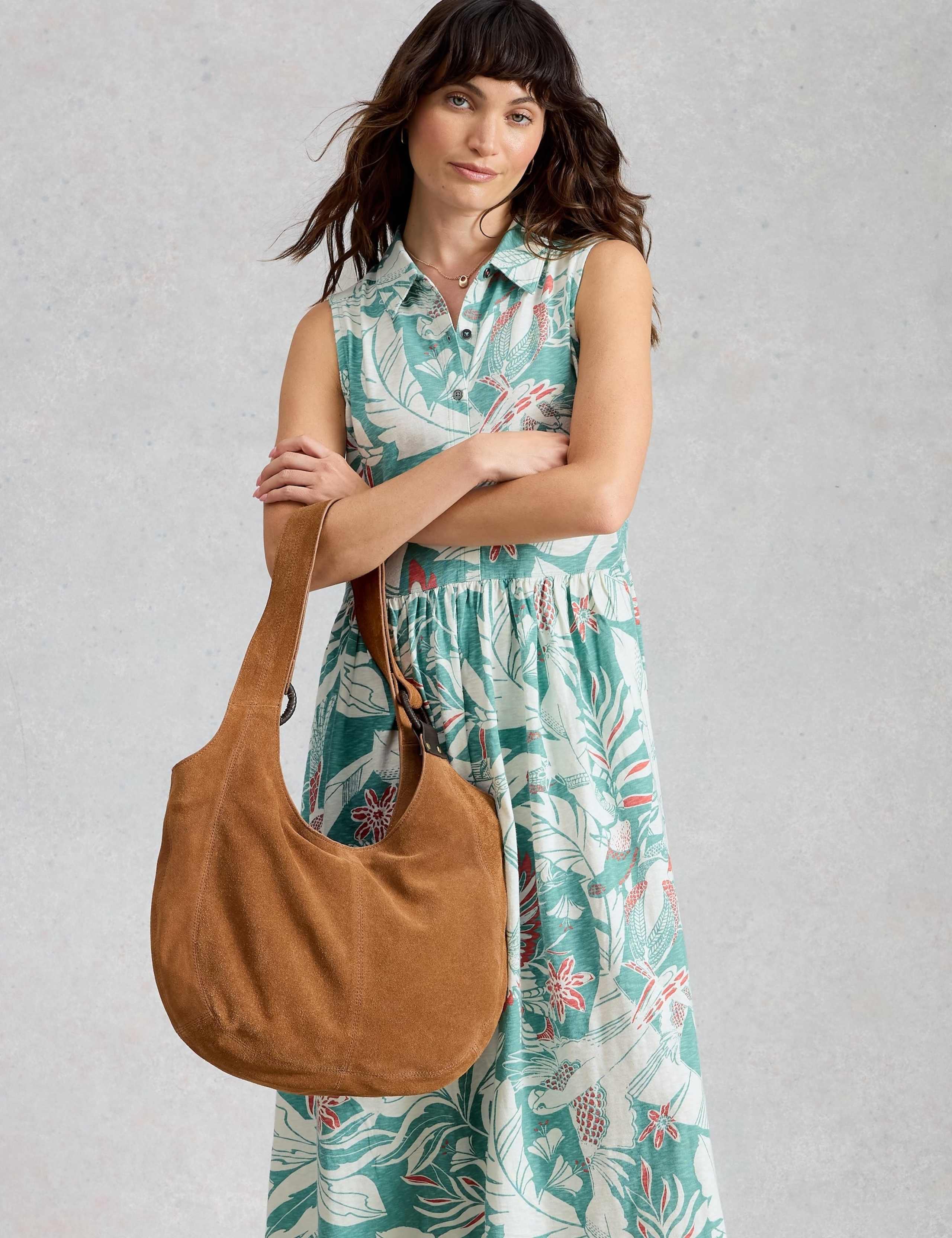 Pure Cotton Bird Print Maxi Waisted Dress 4 of 6
