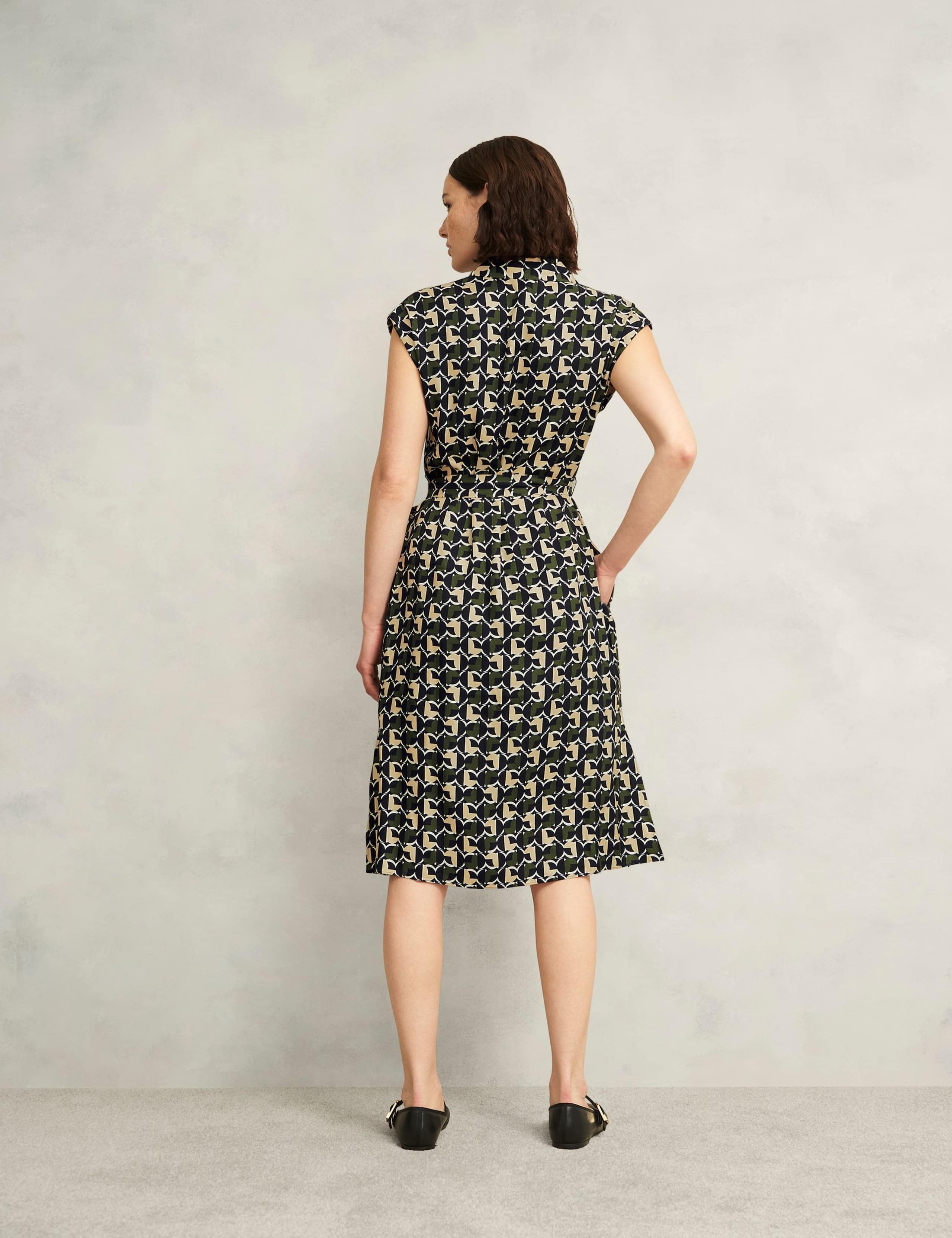 Geometric Belted Midi Shirt Dress 3 of 6