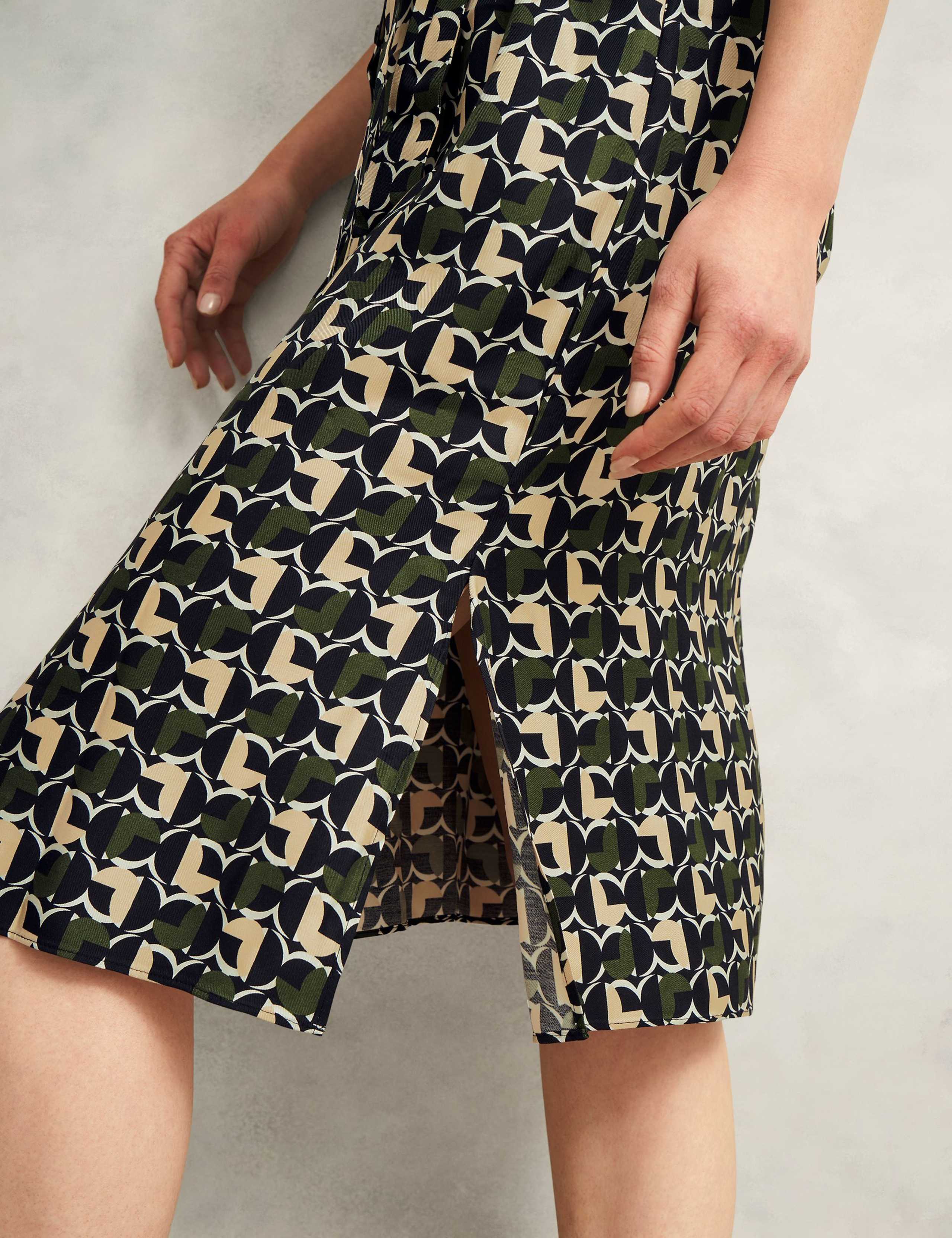 Geometric Belted Midi Shirt Dress 6 of 6