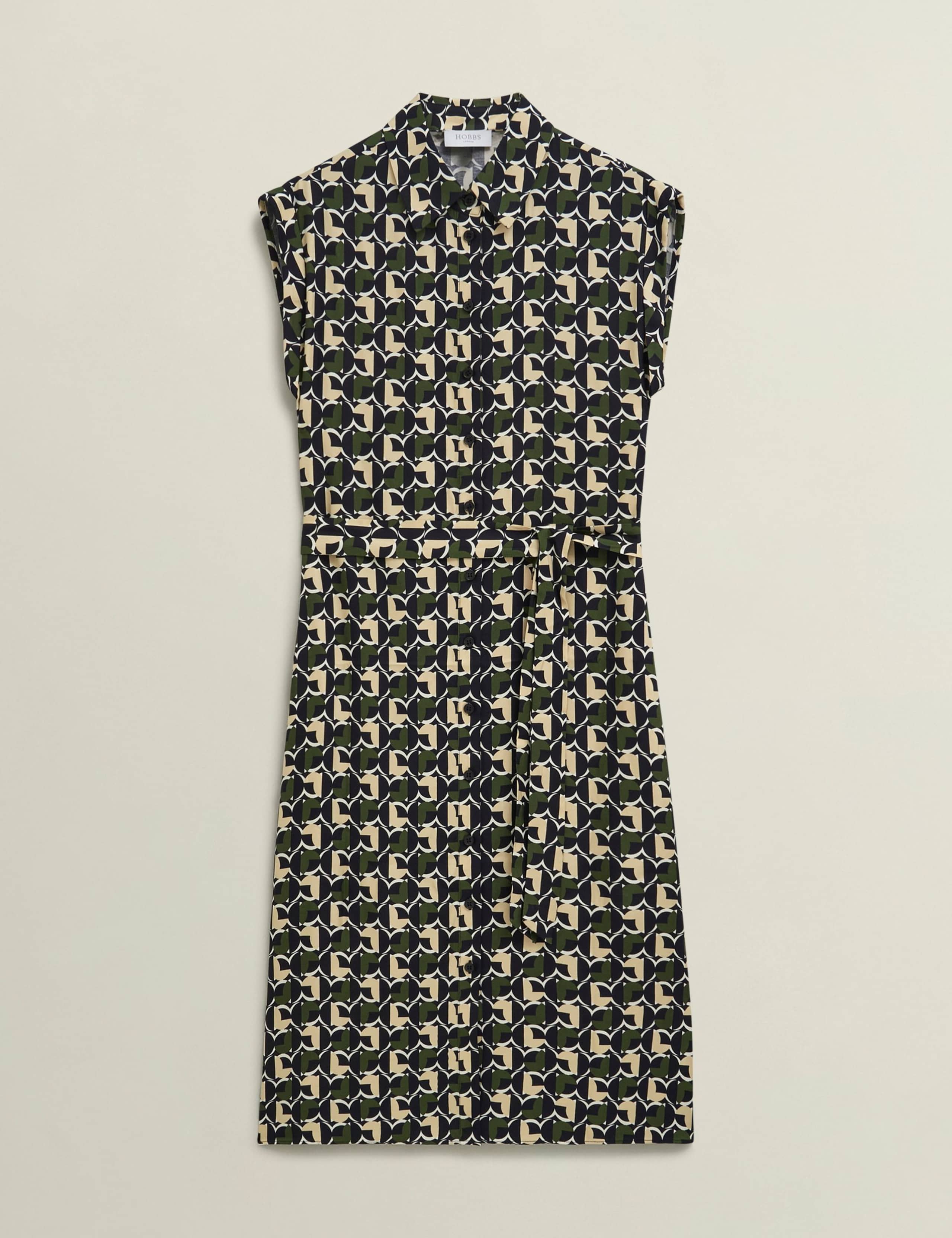 Geometric Belted Midi Shirt Dress 2 of 6