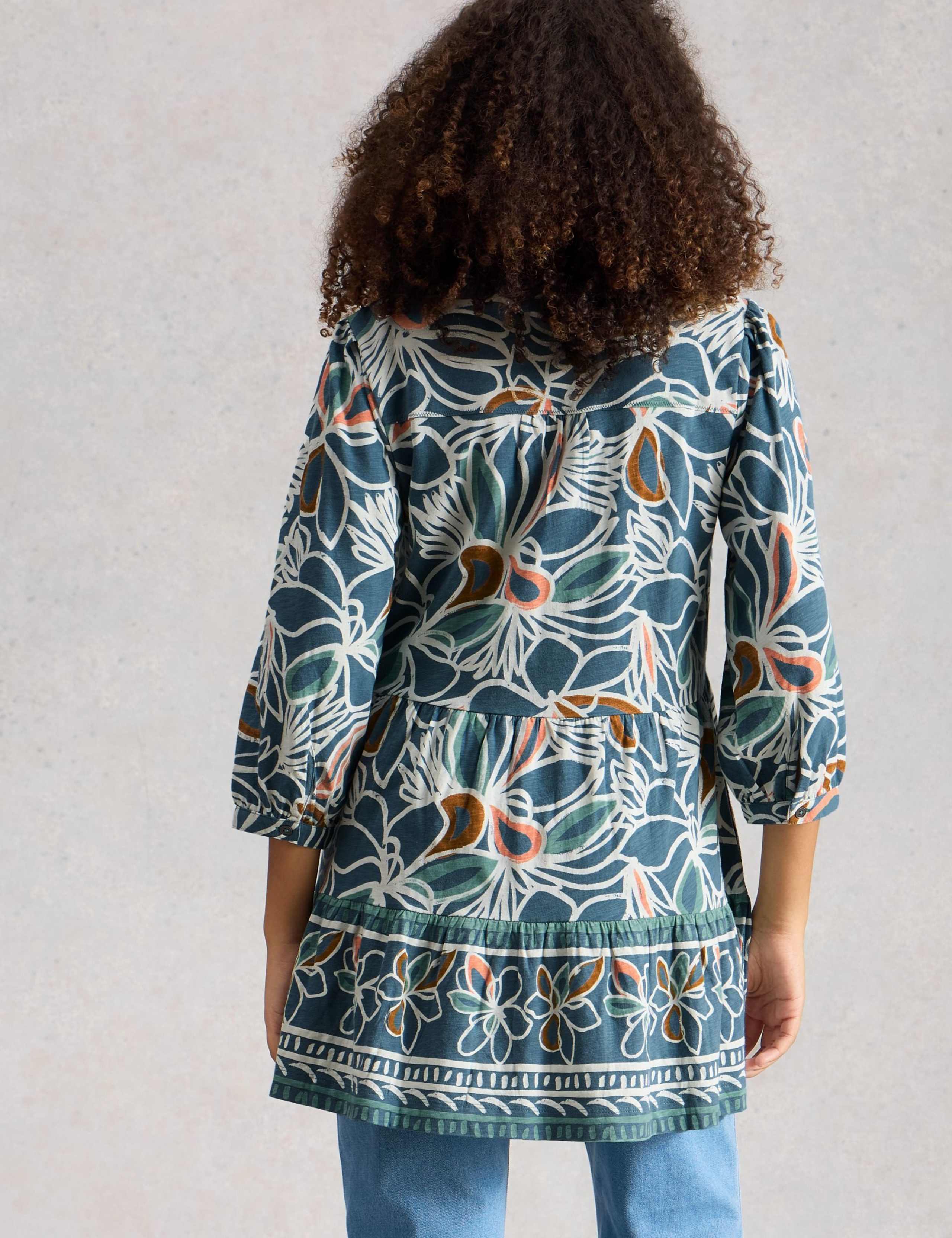 Pure Cotton Printed V-Neck Tunic 3 of 6