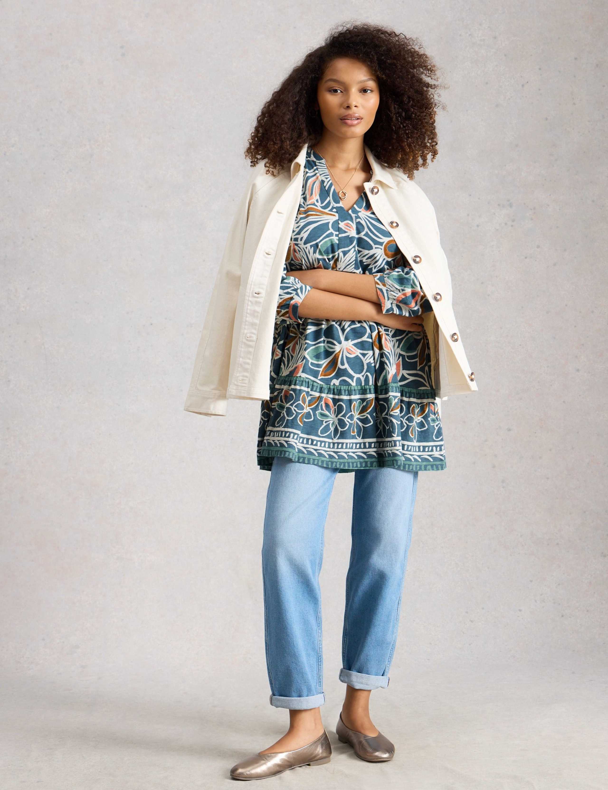 Pure Cotton Printed V-Neck Tunic 5 of 6