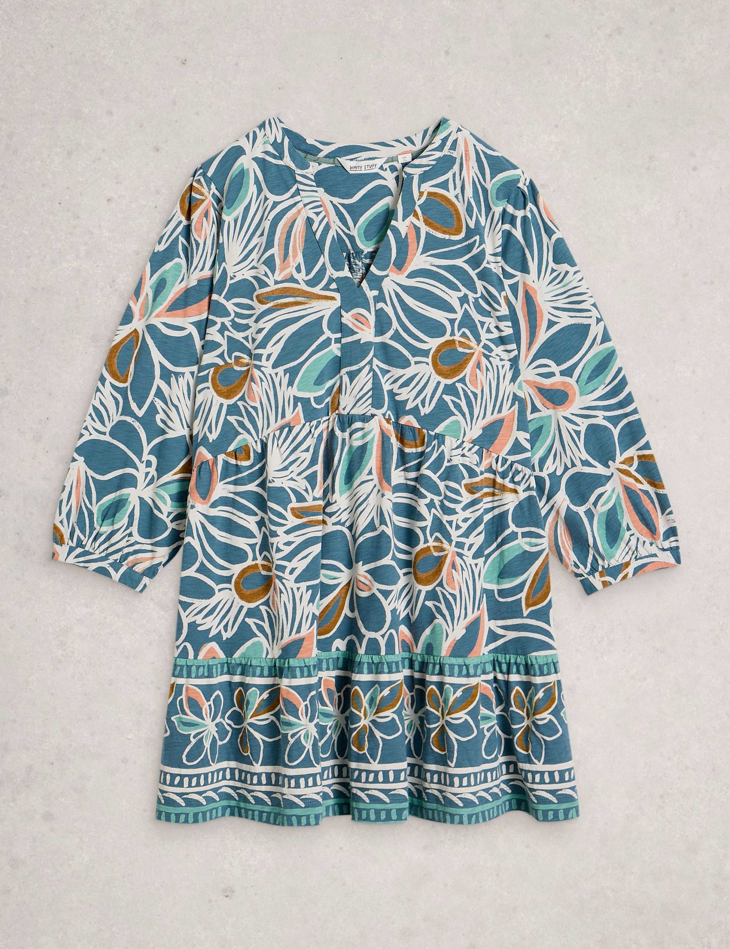 Pure Cotton Printed V-Neck Tunic 2 of 6