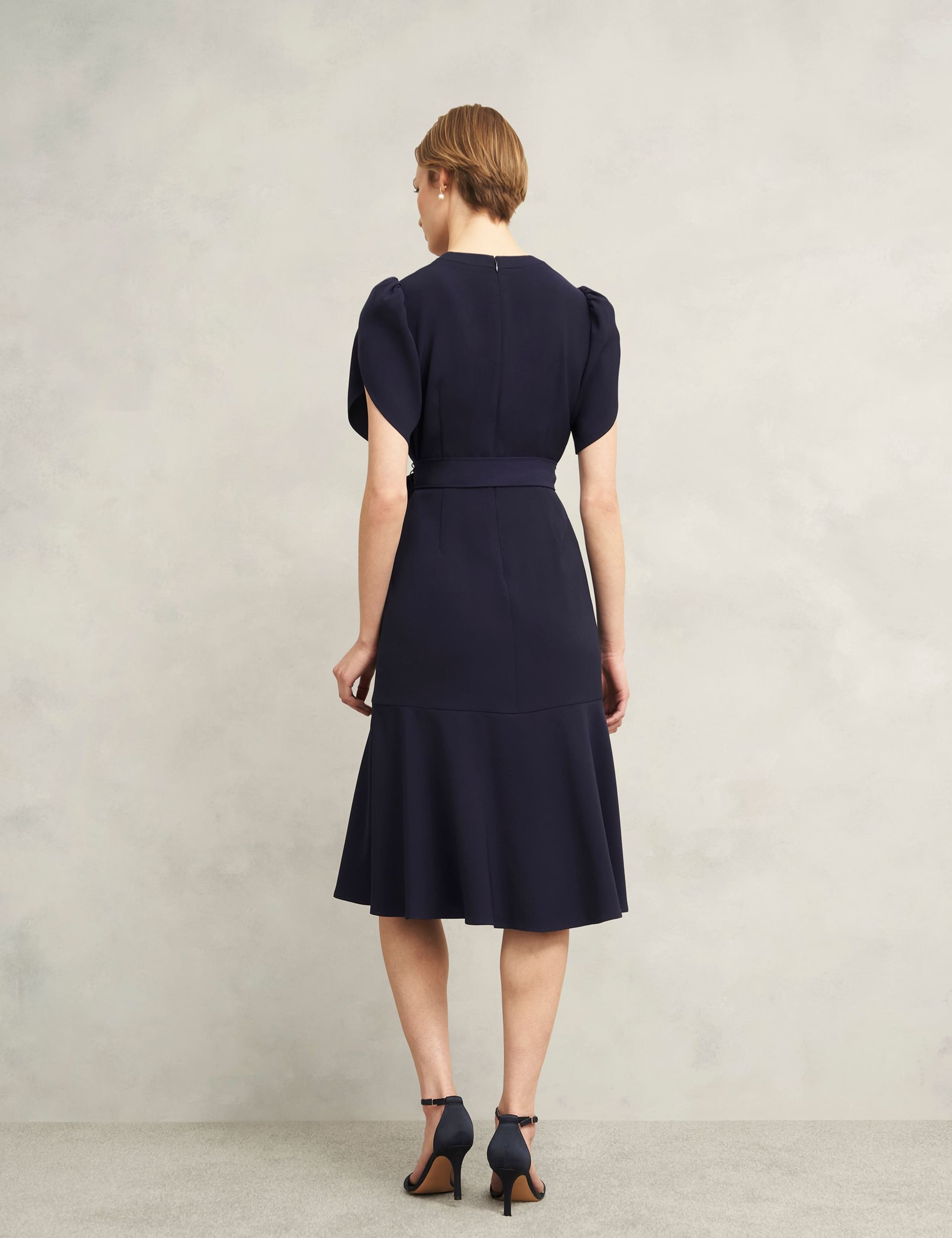 V-Neck Tie Detail Midi Waisted Dress 4 of 6
