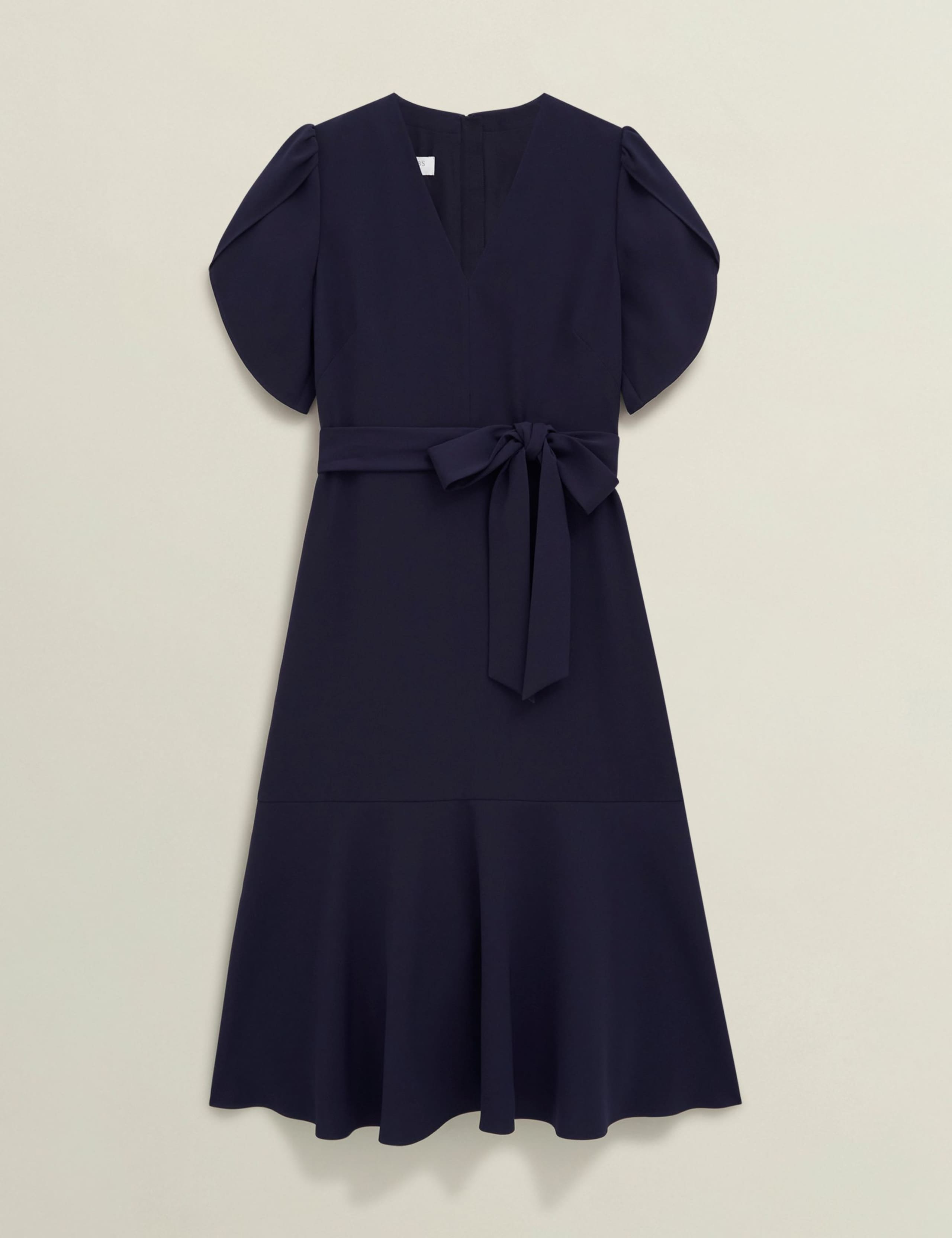 V-Neck Tie Detail Midi Waisted Dress 2 of 6