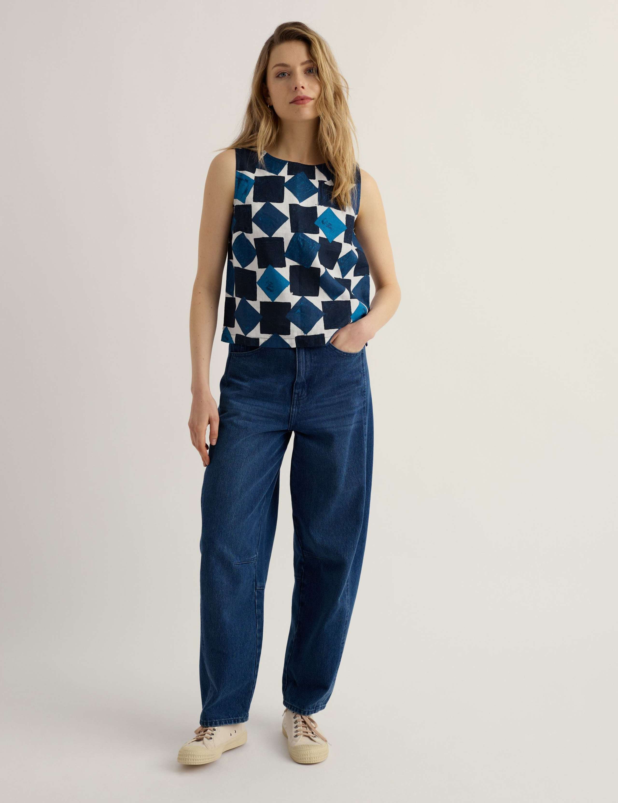 Pure Linen Geometric Print Top 1 of 5