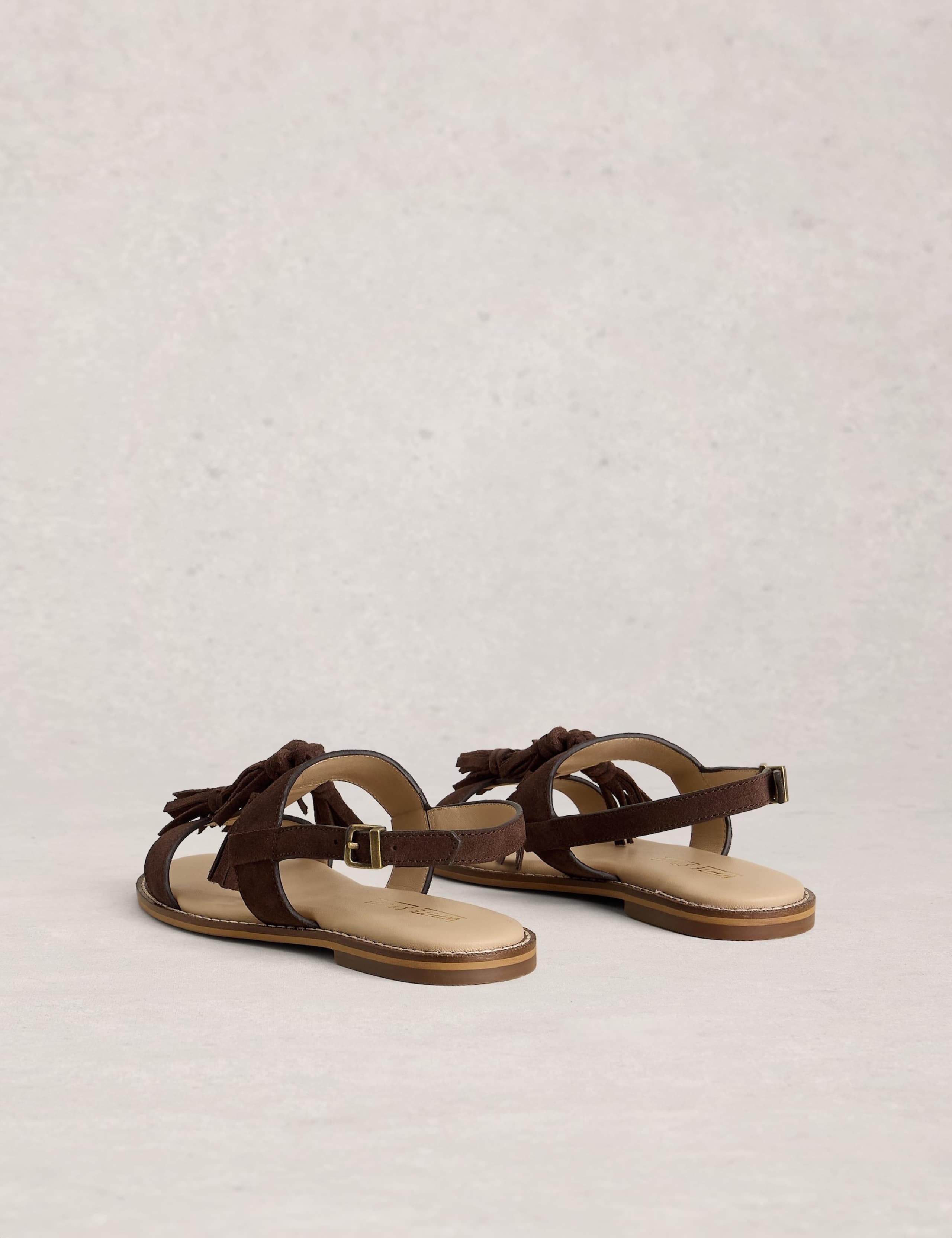 Suede Tassel Buckle Ankle Strap Flat Sandals 4 of 4