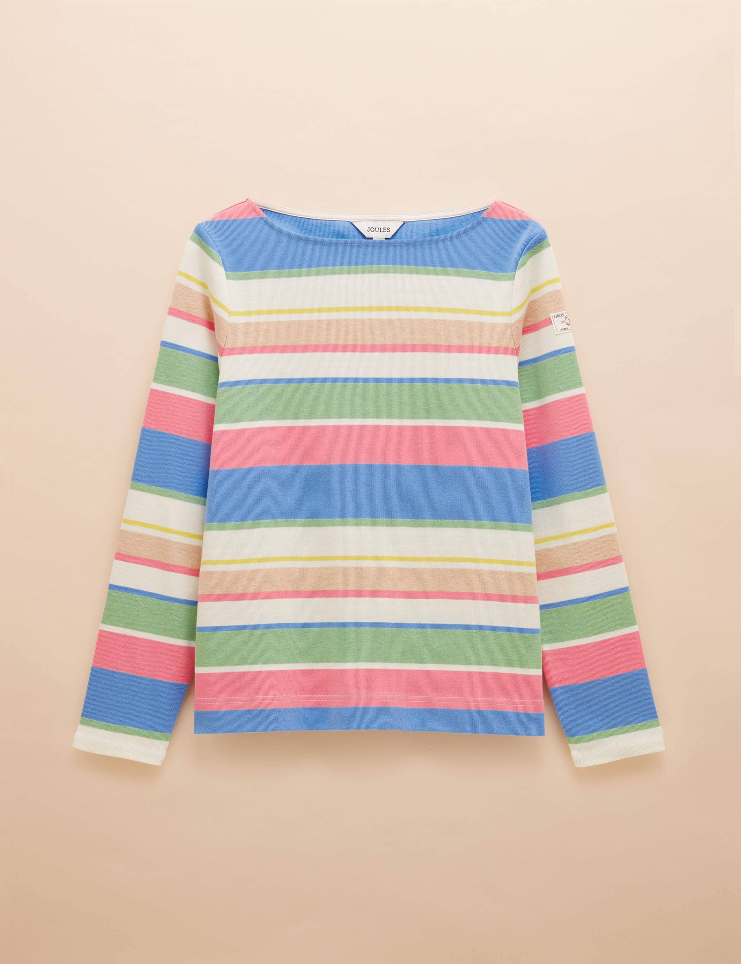 Pure Cotton Jersey Striped Slash Neck Top 2 of 6