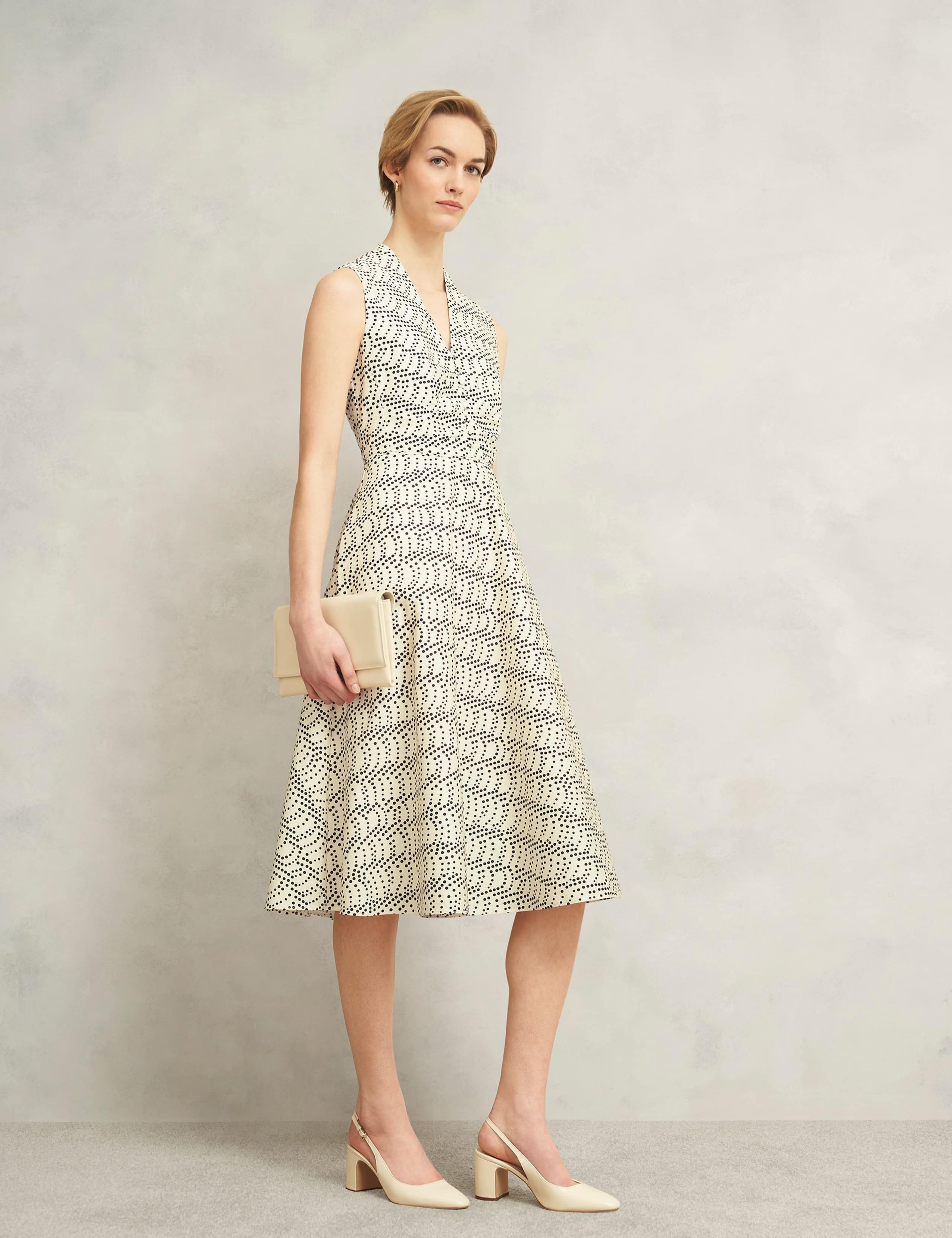 Cotton Rich Polka Dot V-Neck Waisted Dress 4 of 9