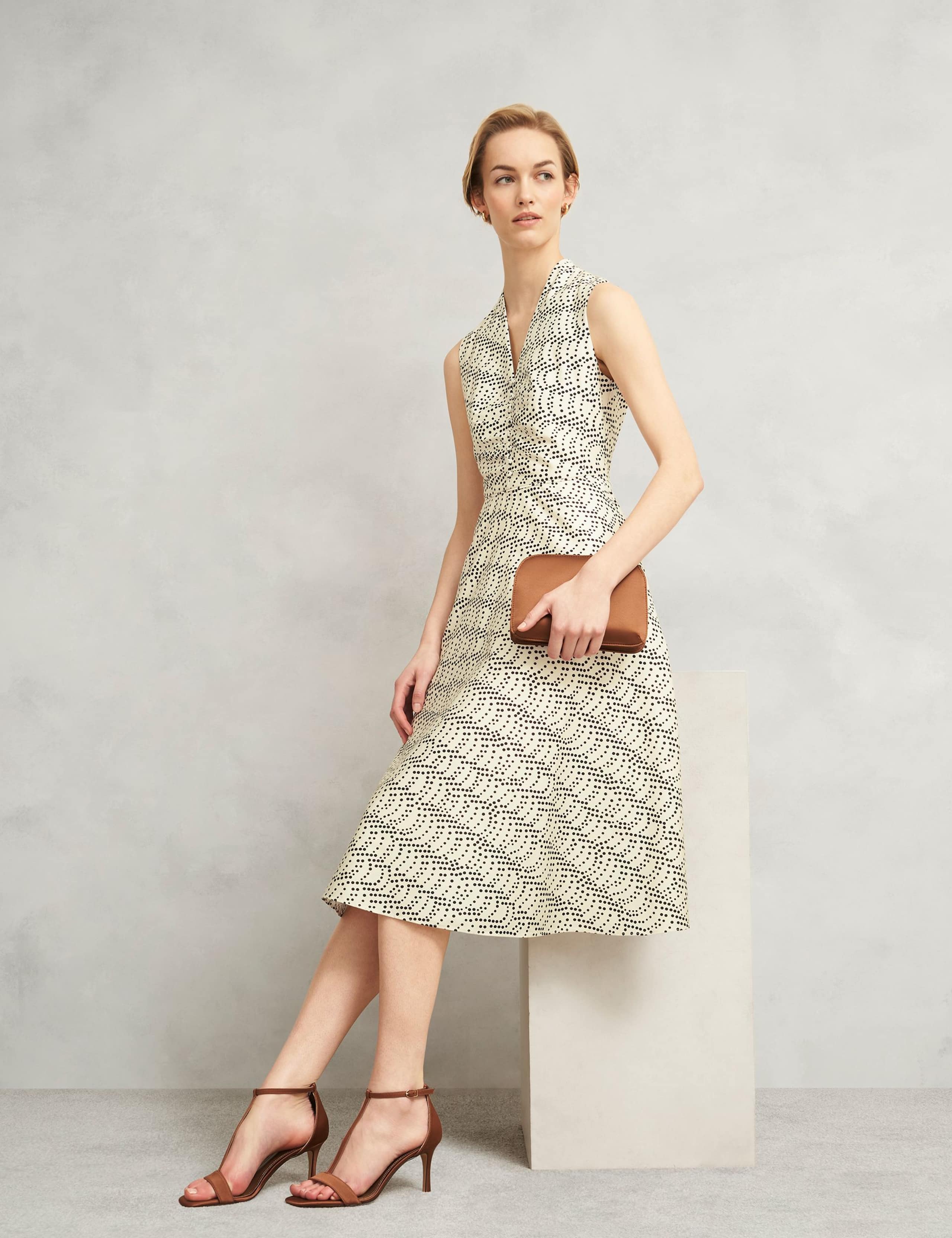 Cotton Rich Polka Dot V-Neck Waisted Dress 5 of 9