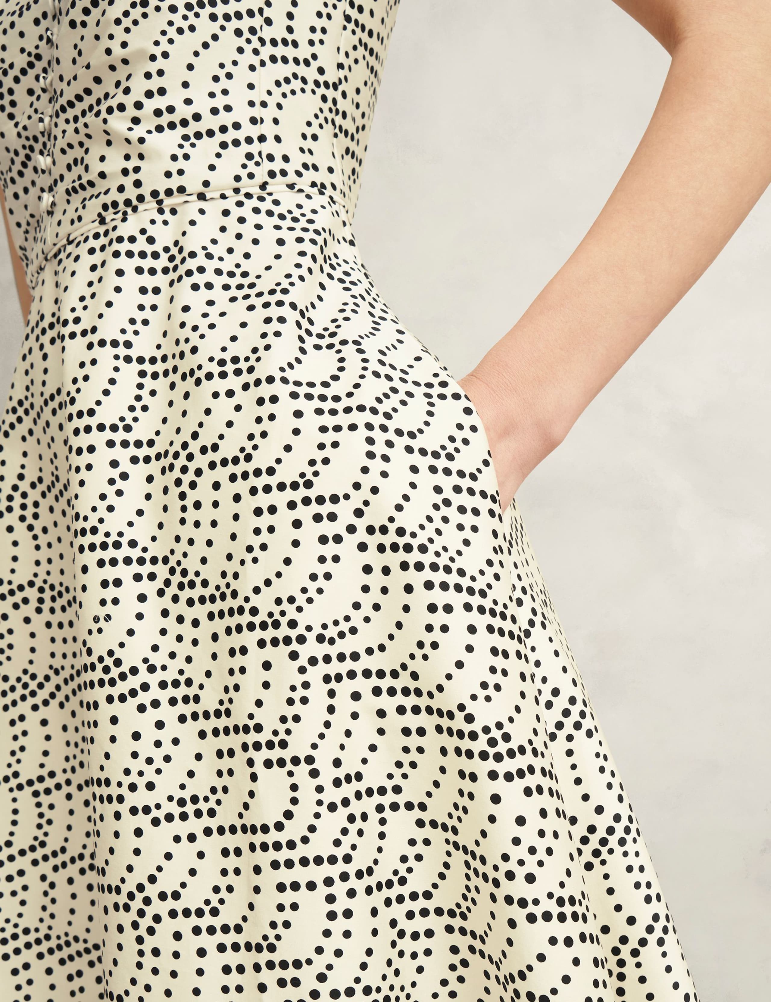 Cotton Rich Polka Dot V-Neck Waisted Dress 8 of 9