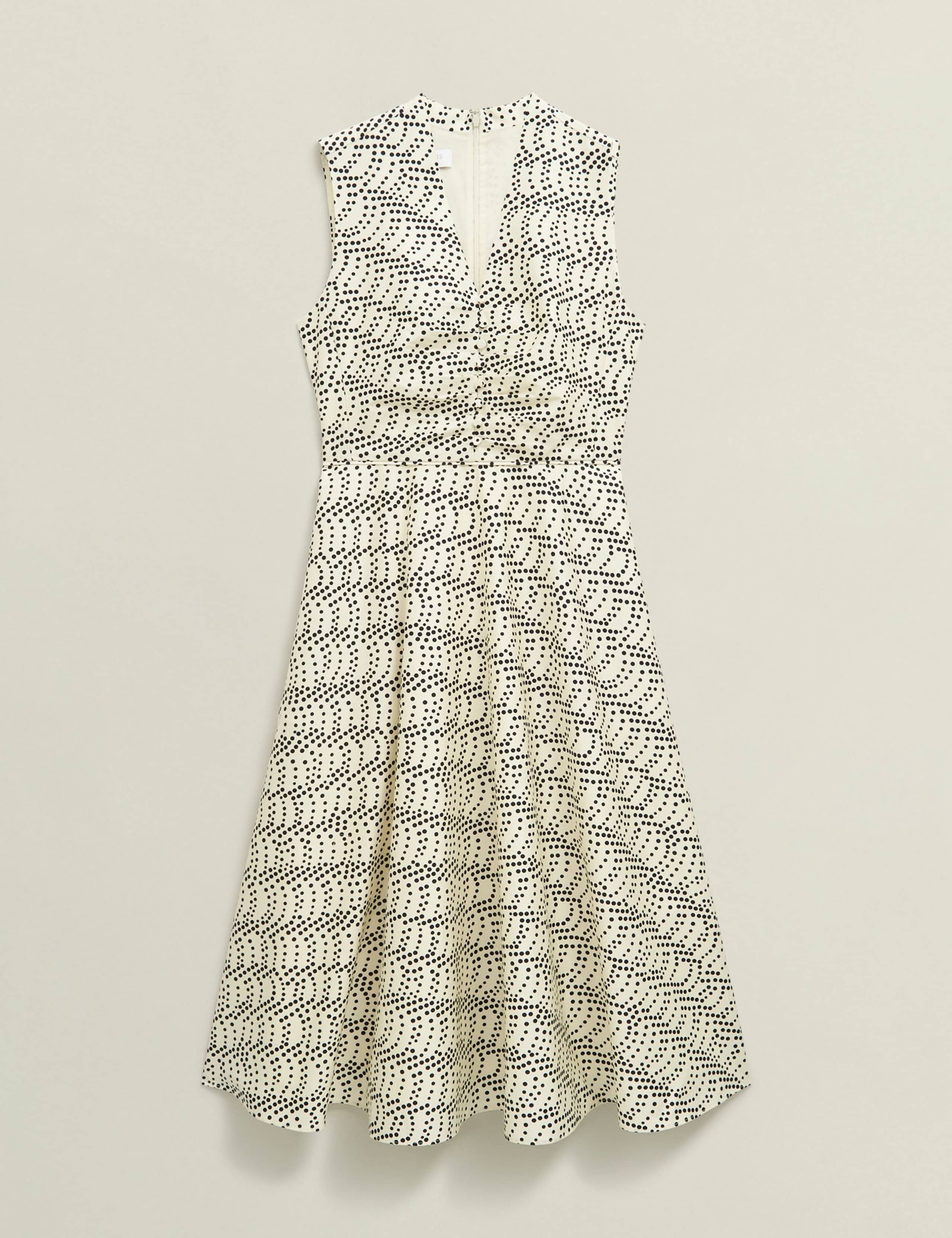 Cotton Rich Polka Dot V-Neck Waisted Dress 2 of 9