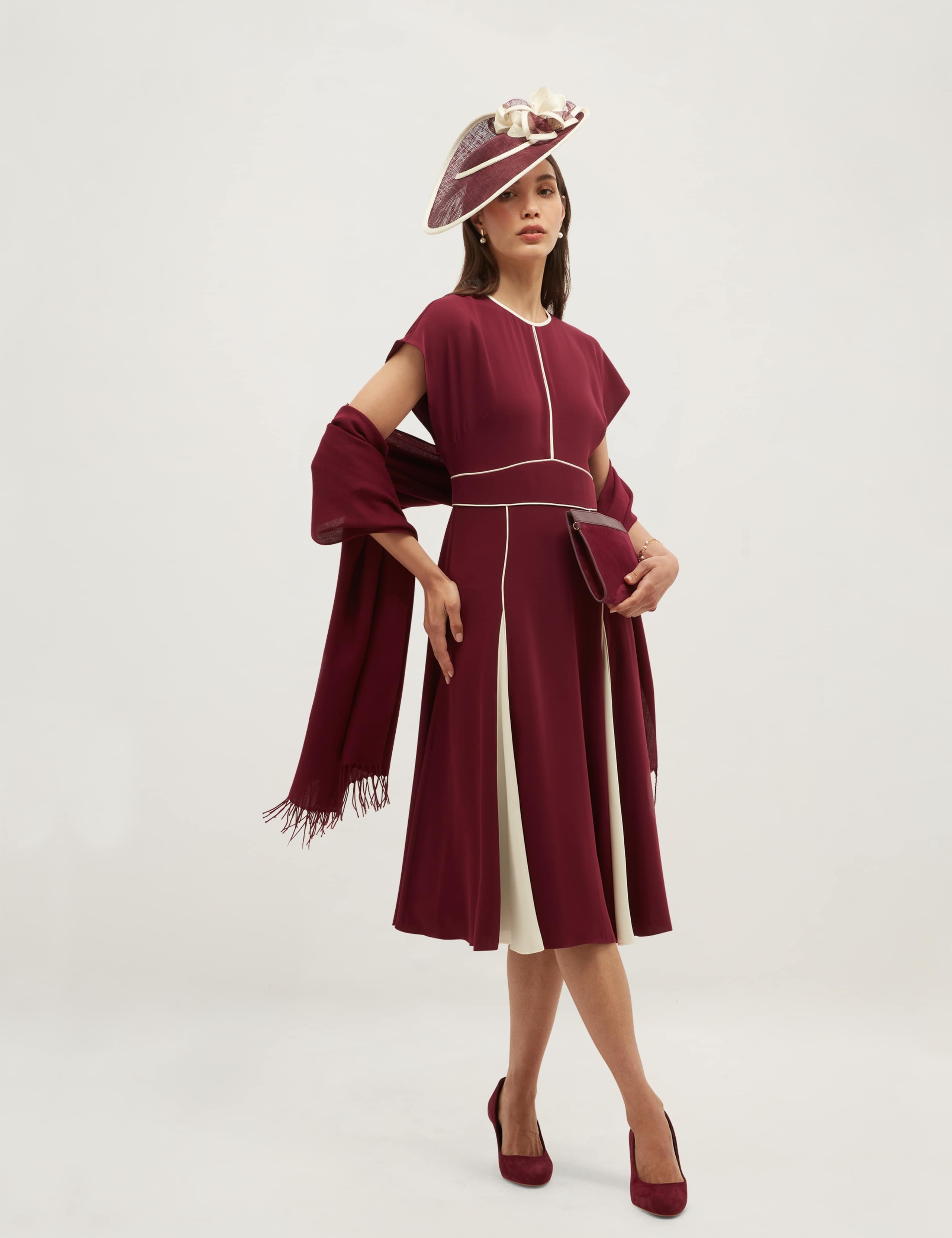 Colour Block Pleated Skater Dress 3 of 5