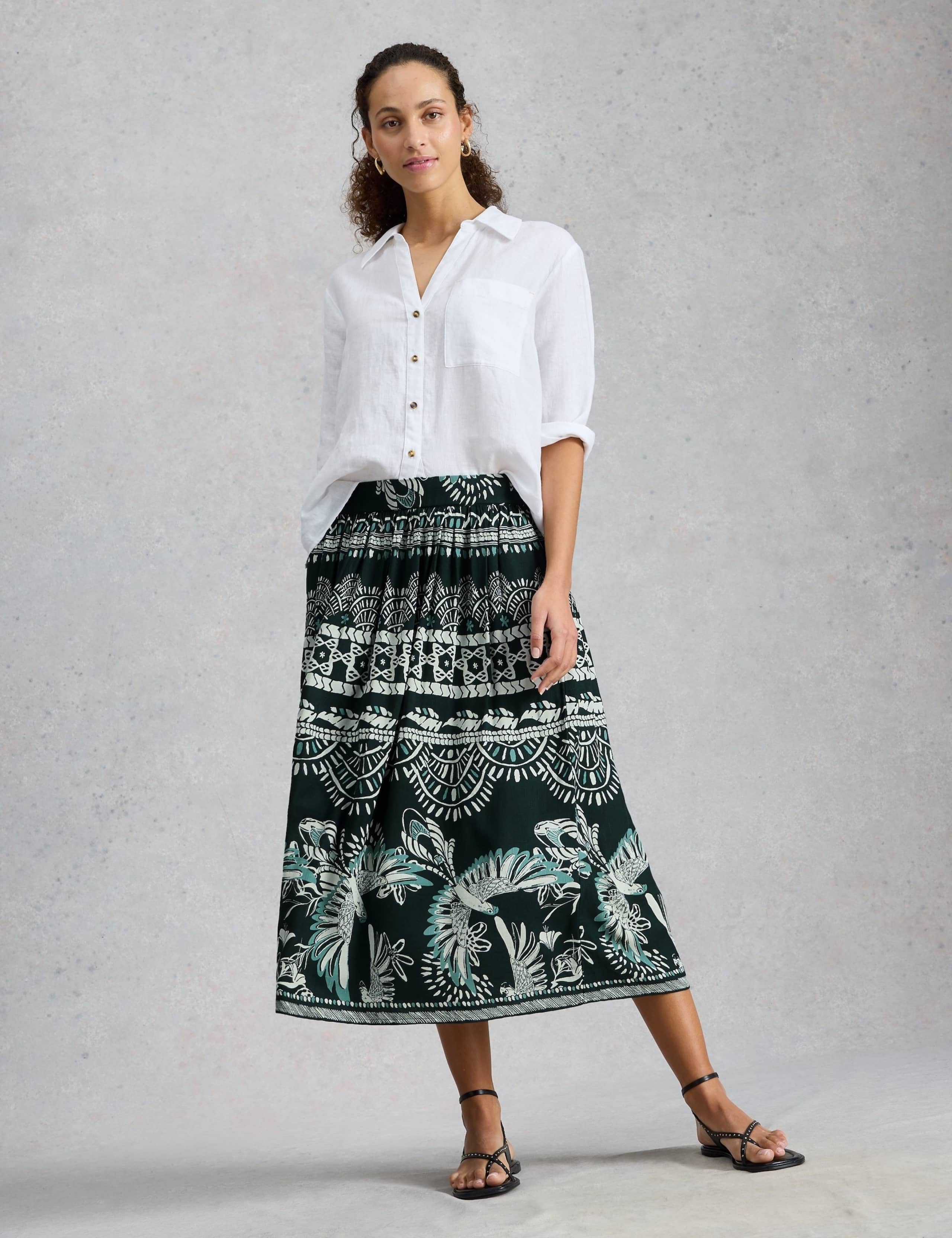 Printed Midi A-Line Skirt 4 of 6