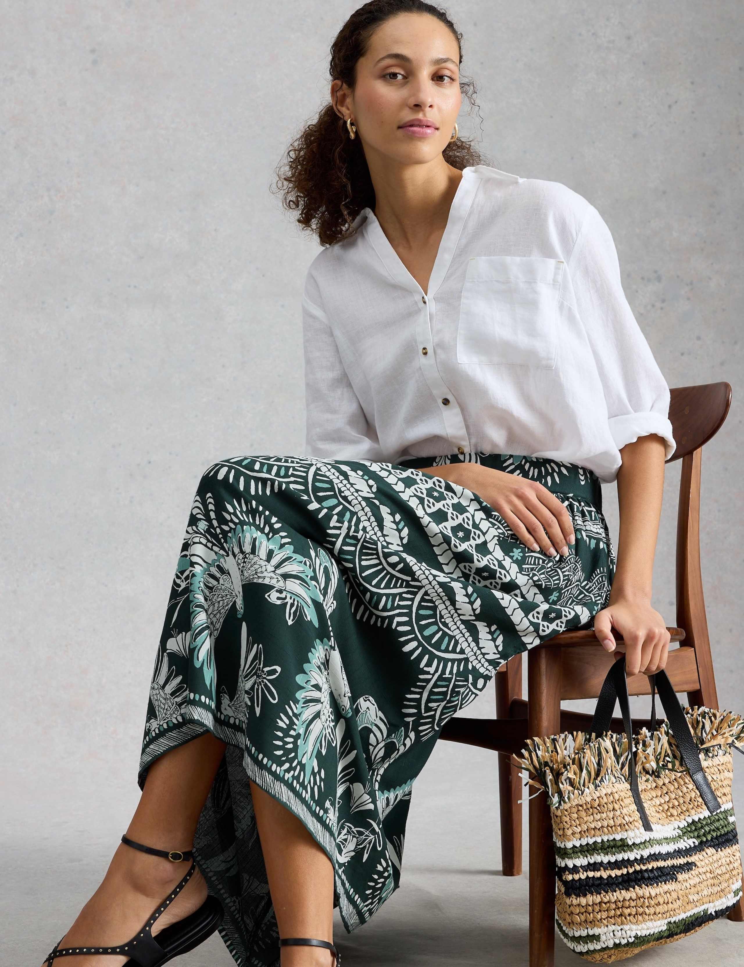 Printed Midi A-Line Skirt 6 of 6