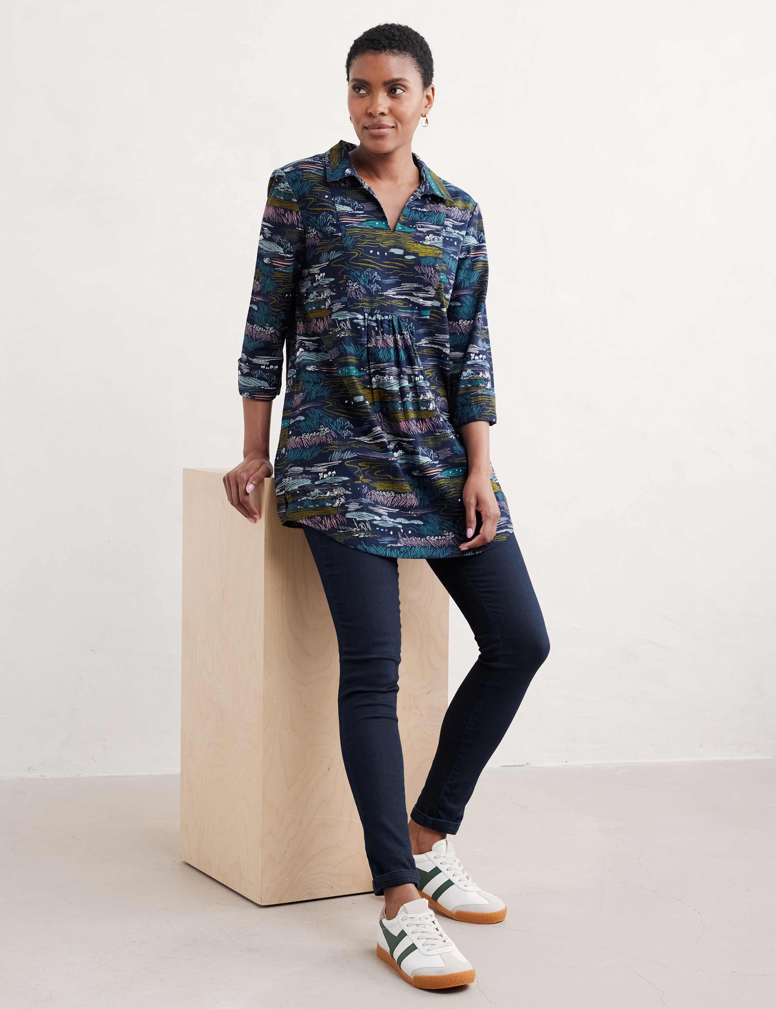 Pure Cotton Printed Notch Neck Tunic 3 of 4