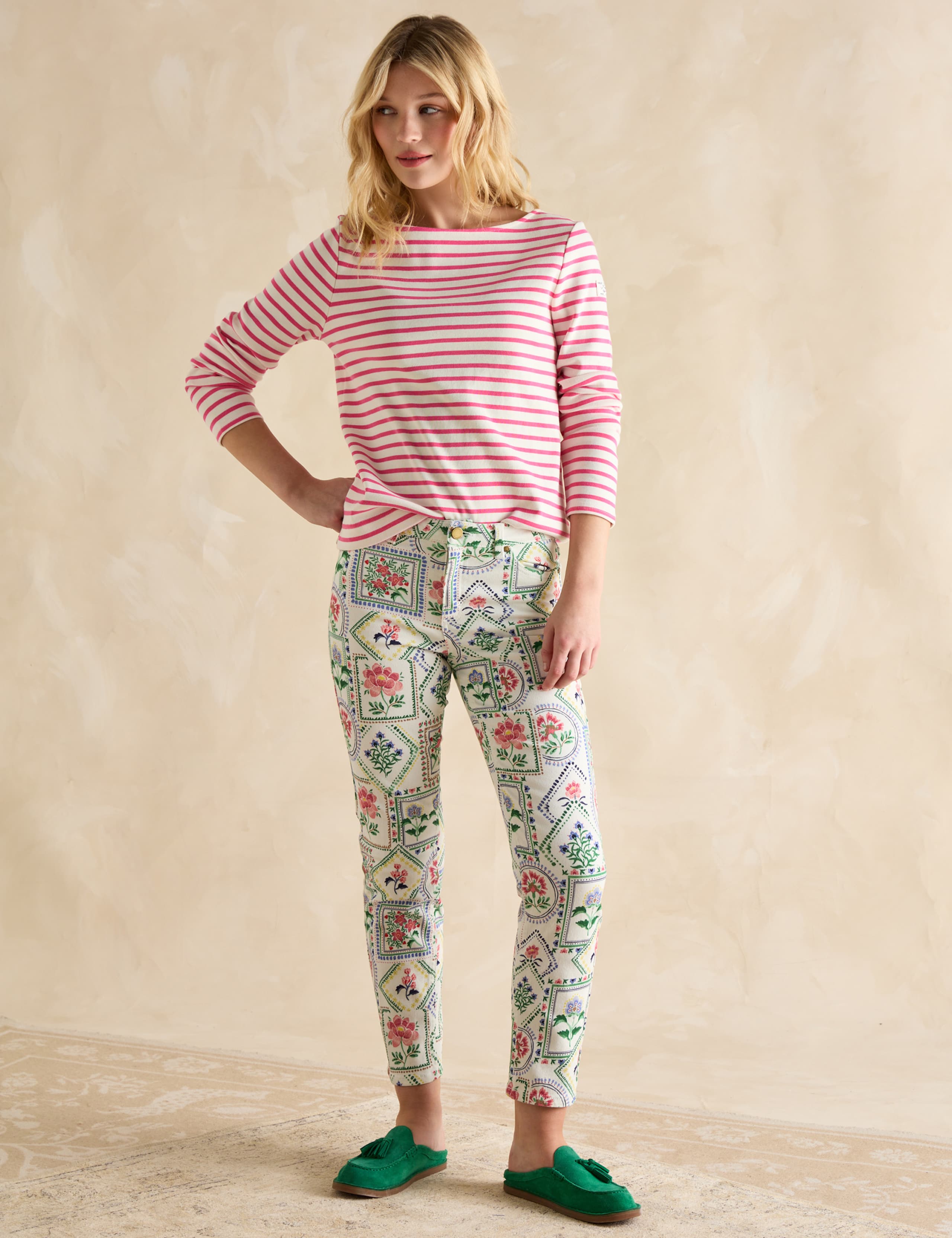 Pure Cotton Striped Slash Neck Top 3 of 6