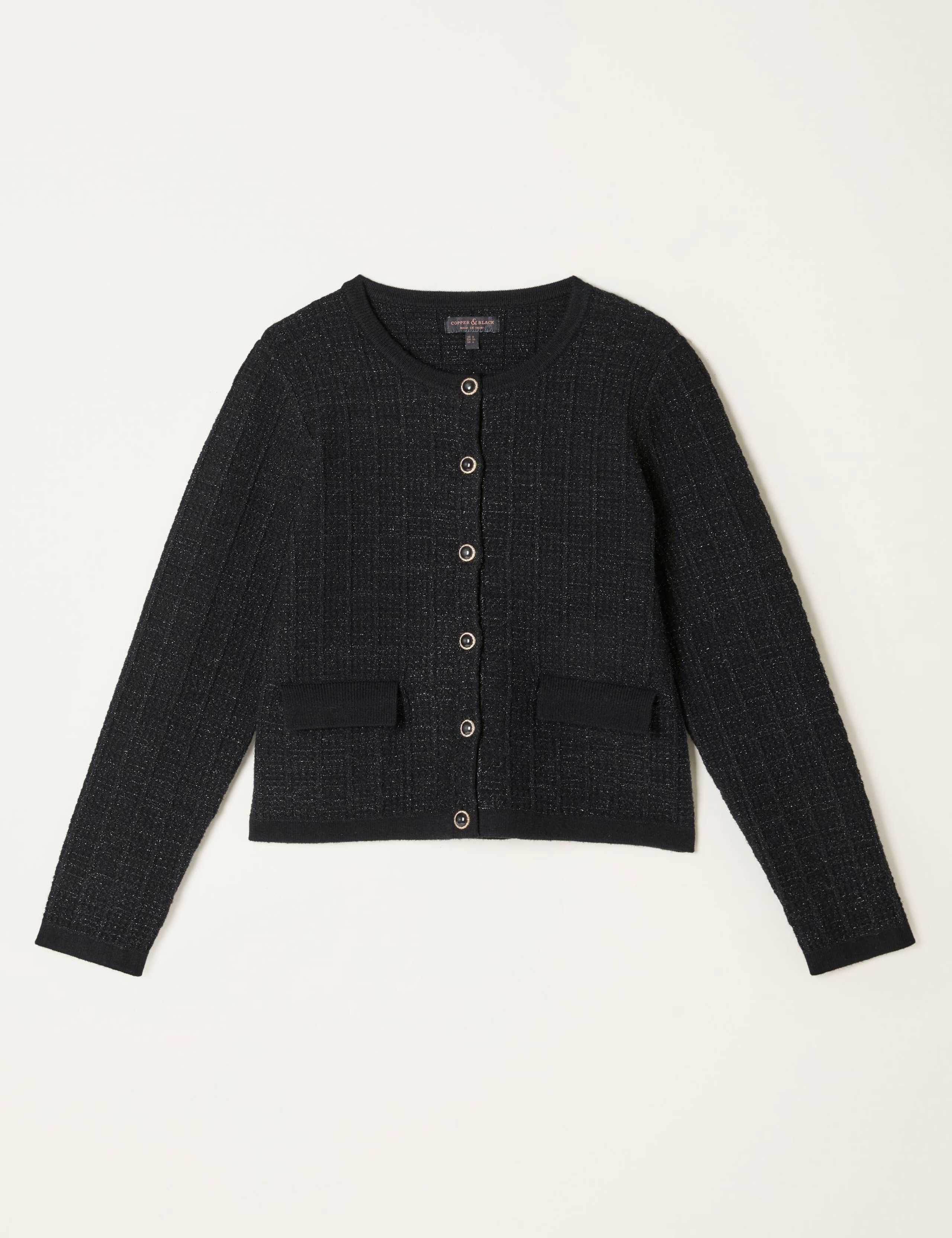 Boucle Textured Button Front Short Cardigan 2 of 5