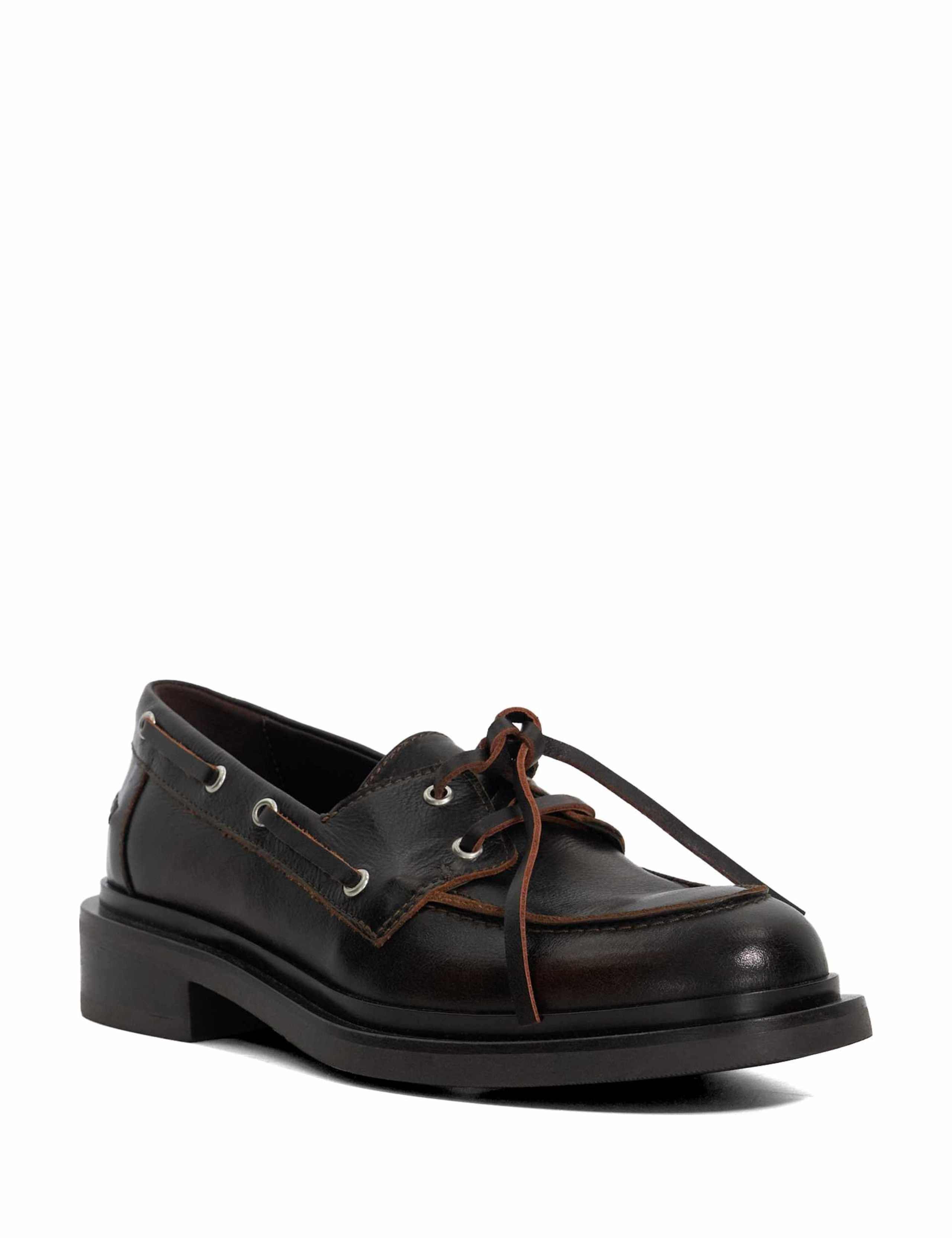Leather Flat Boat Shoes 2 of 5