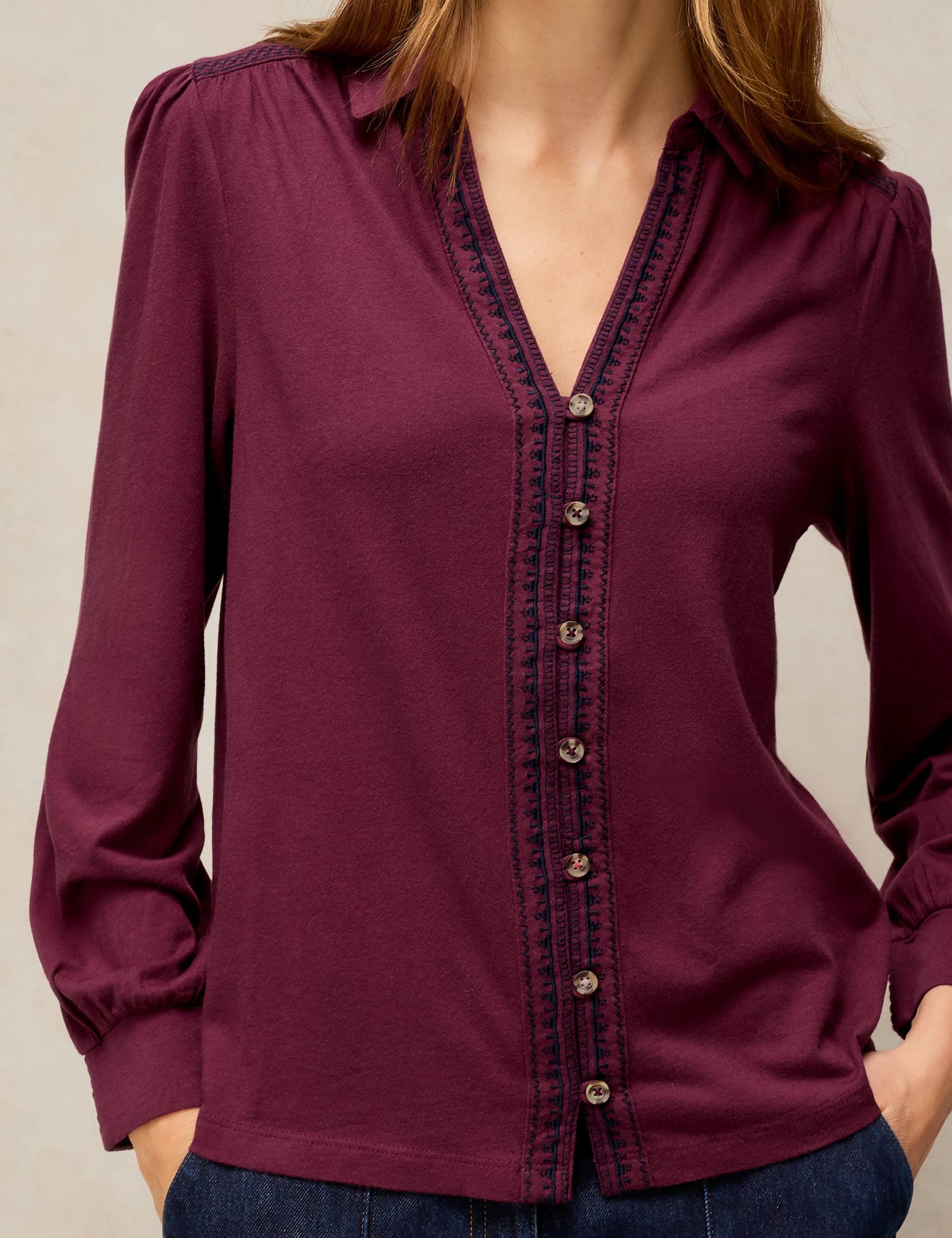 Ronley Cotton Rich Embroidered Collared Button Detail Shirt 5 of 6
