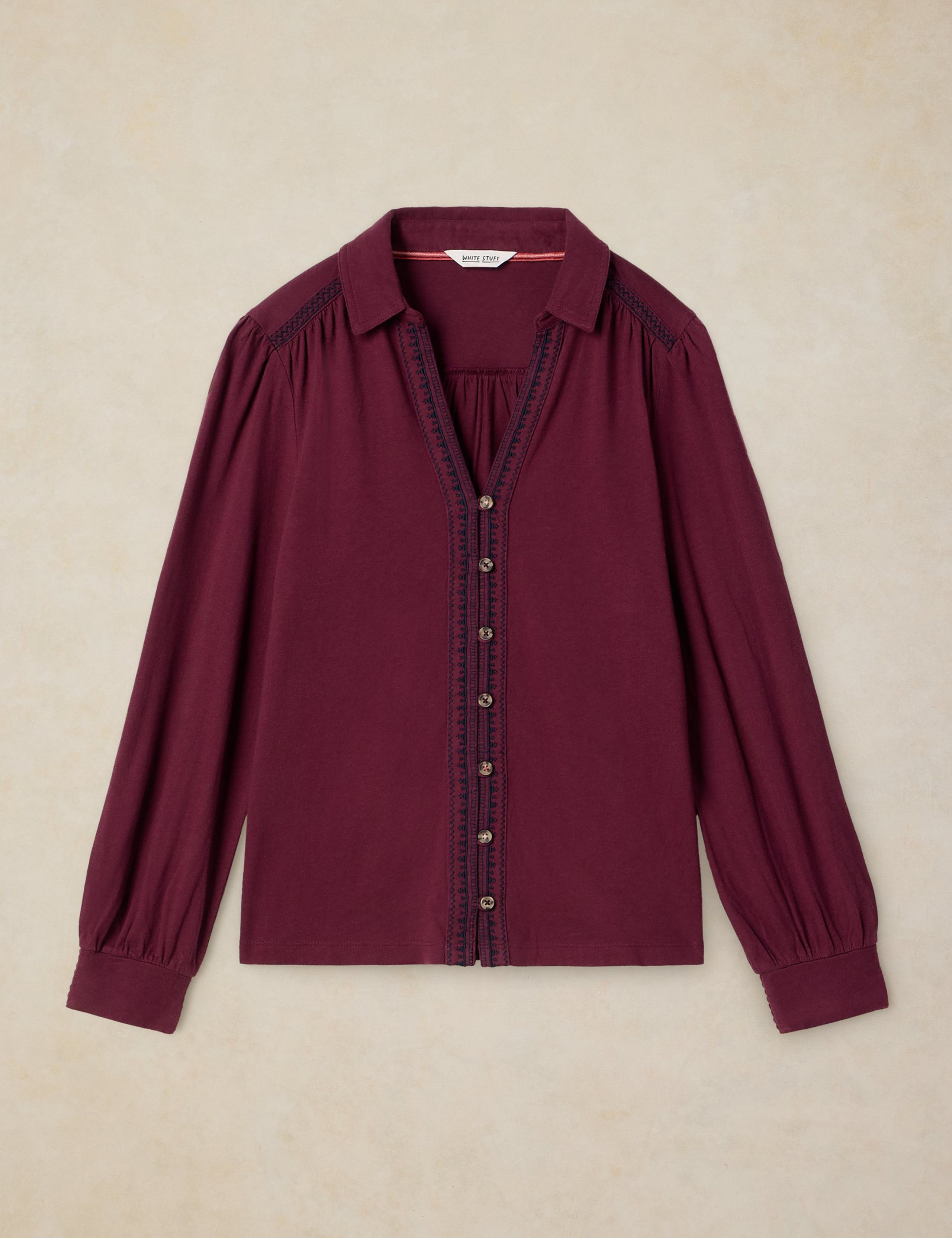 Ronley Cotton Rich Embroidered Collared Button Detail Shirt 2 of 6