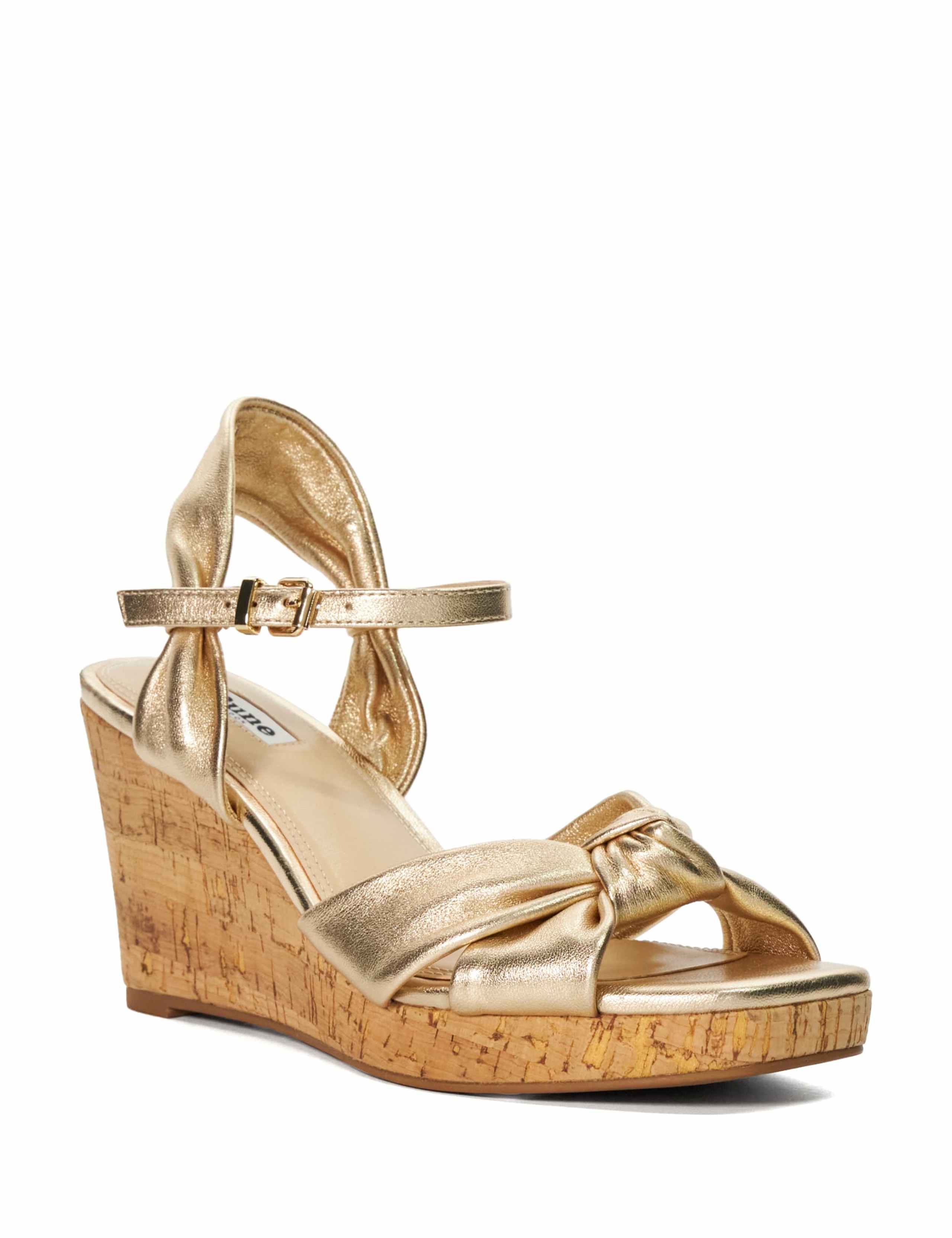 Leather Knot Ankle Strap Wedge Sandals 2 of 5