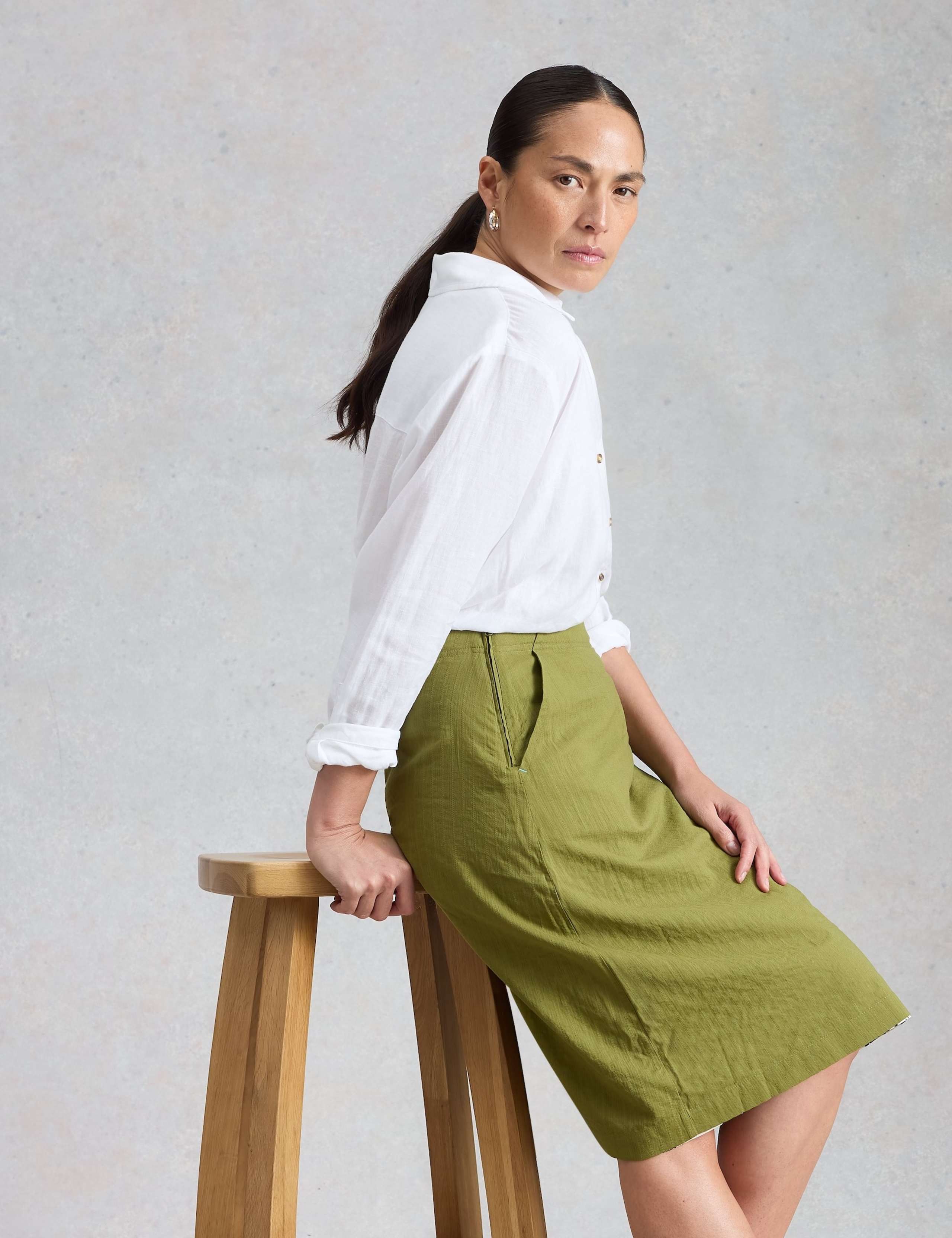 Pure Cotton Reversible A-Line Skirt 4 of 6