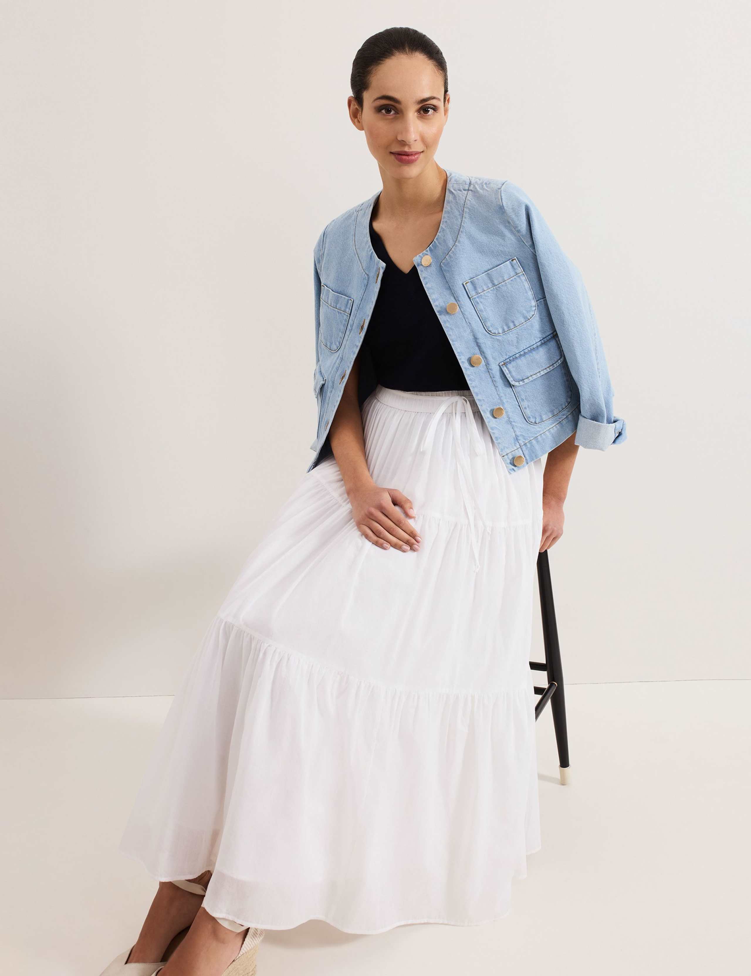 Pure Cotton Maxi Tiered Skirt 6 of 7