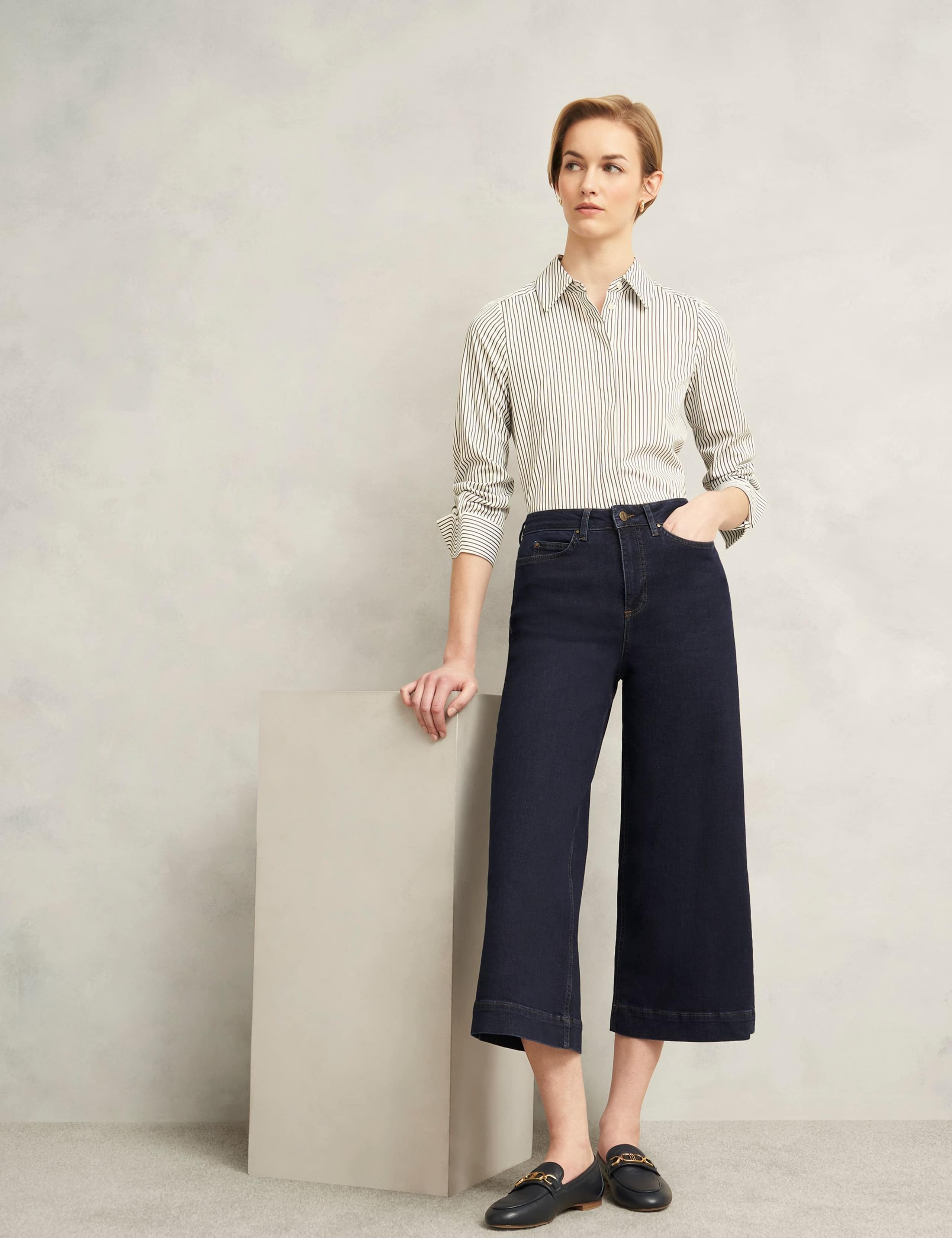 High Waisted Flared Wide Leg Cropped Jeans 1 of 6
