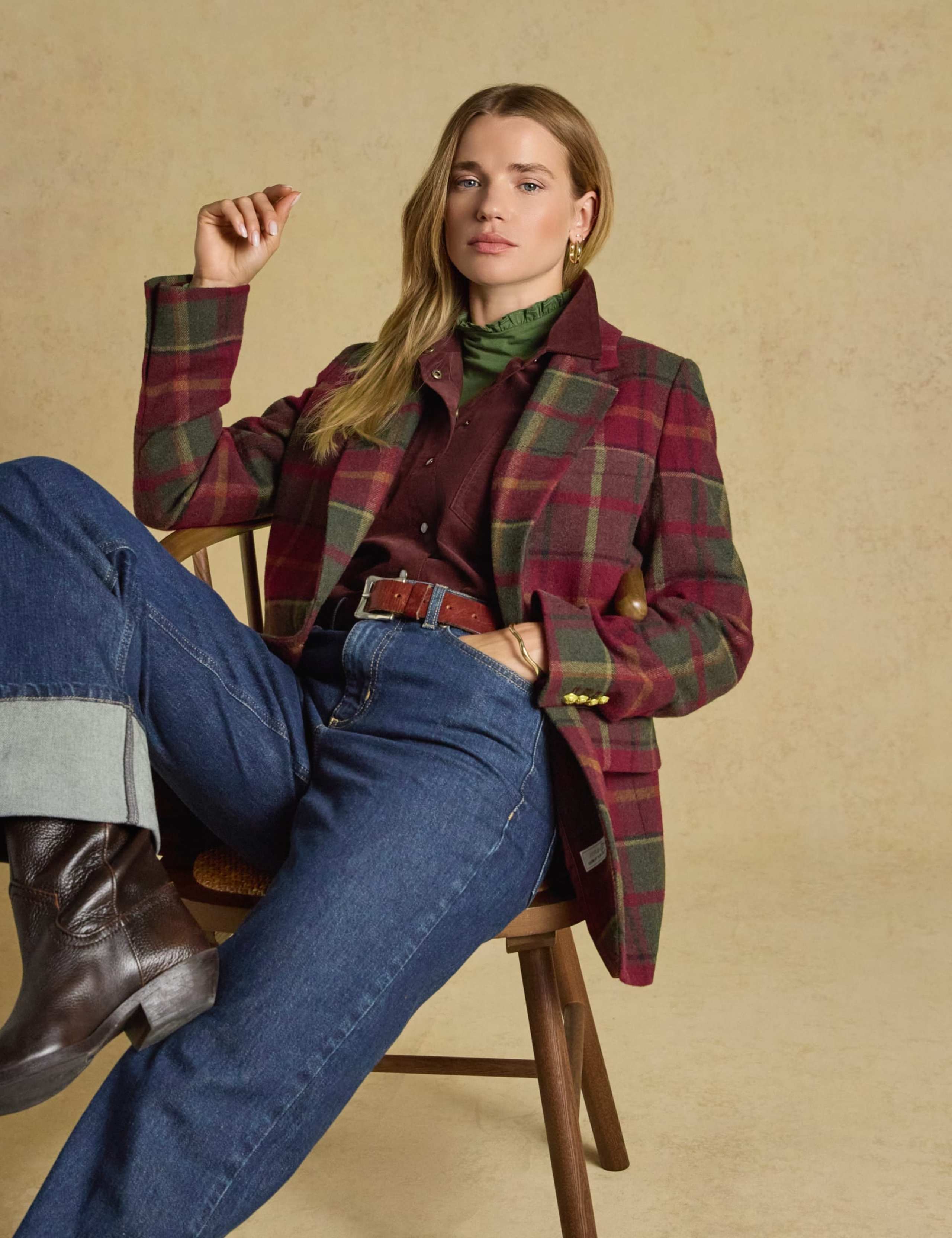 Wool Blend Checked Relaxed Blazer 6 of 9