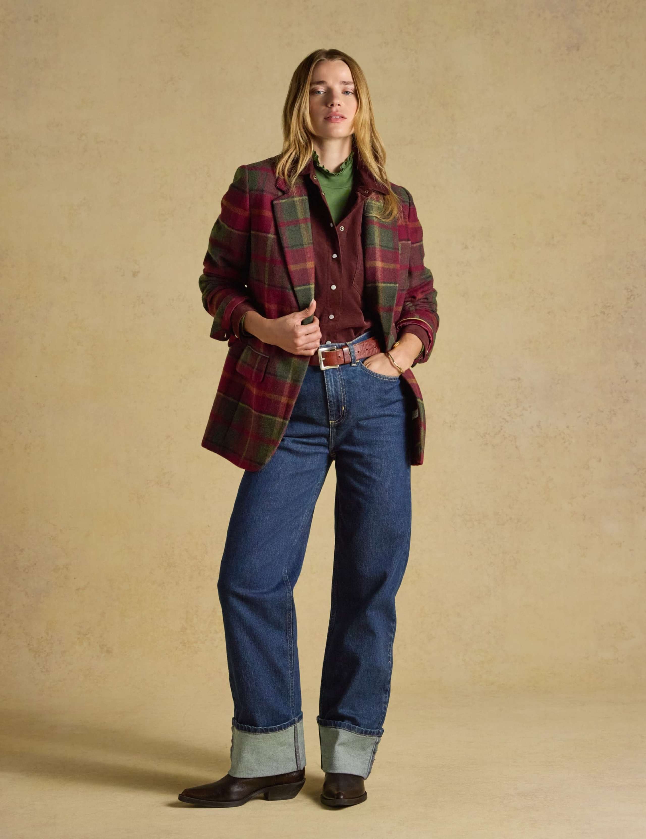 Wool Blend Checked Relaxed Blazer 7 of 9