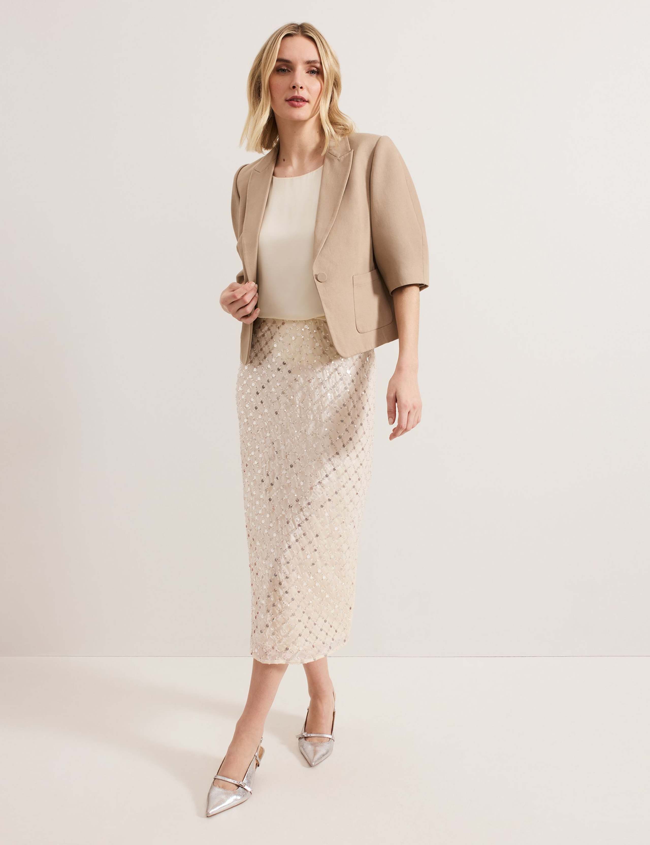Cotton Blend Single Breasted Cropped Blazer 4 of 6