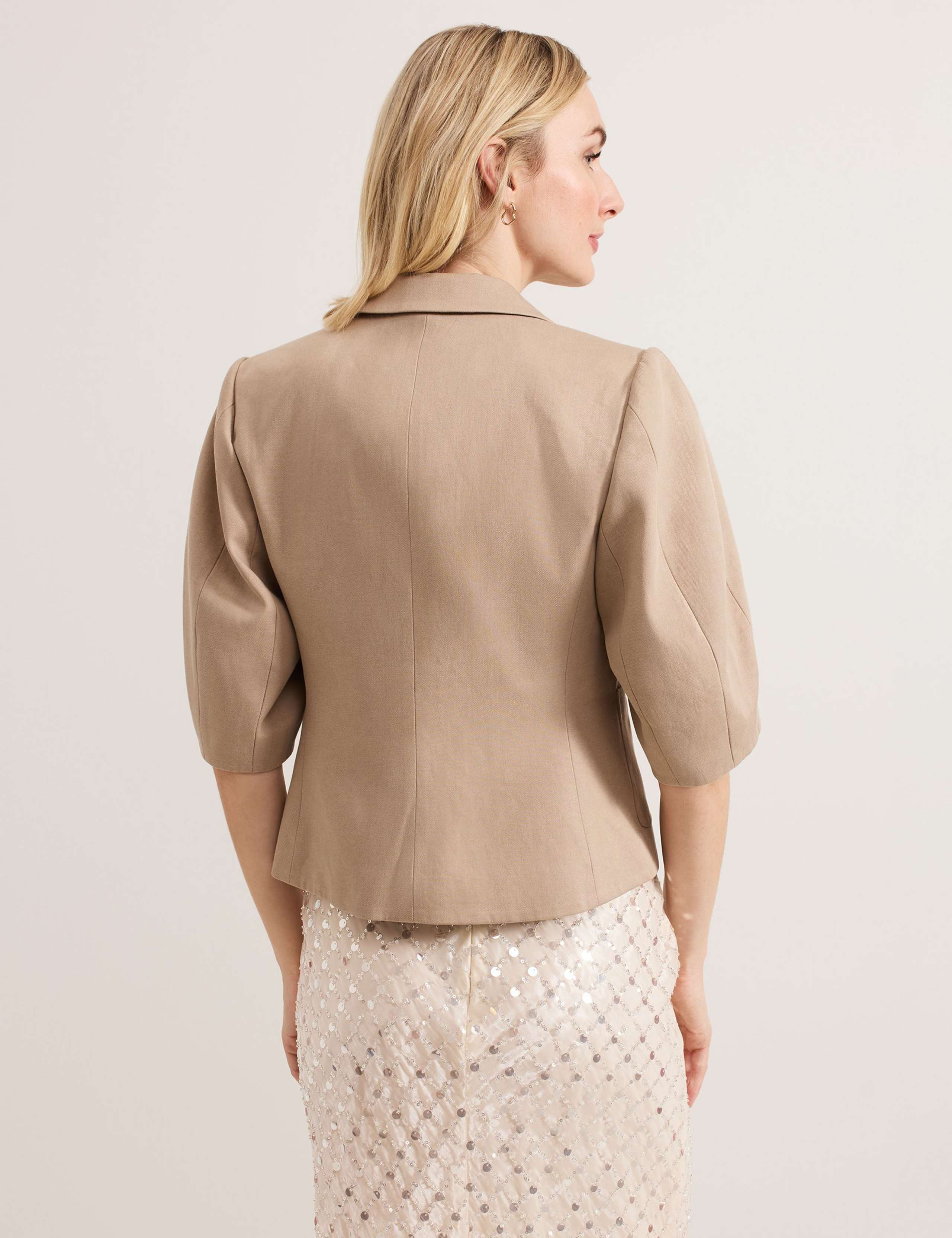 Cotton Blend Single Breasted Cropped Blazer 6 of 6