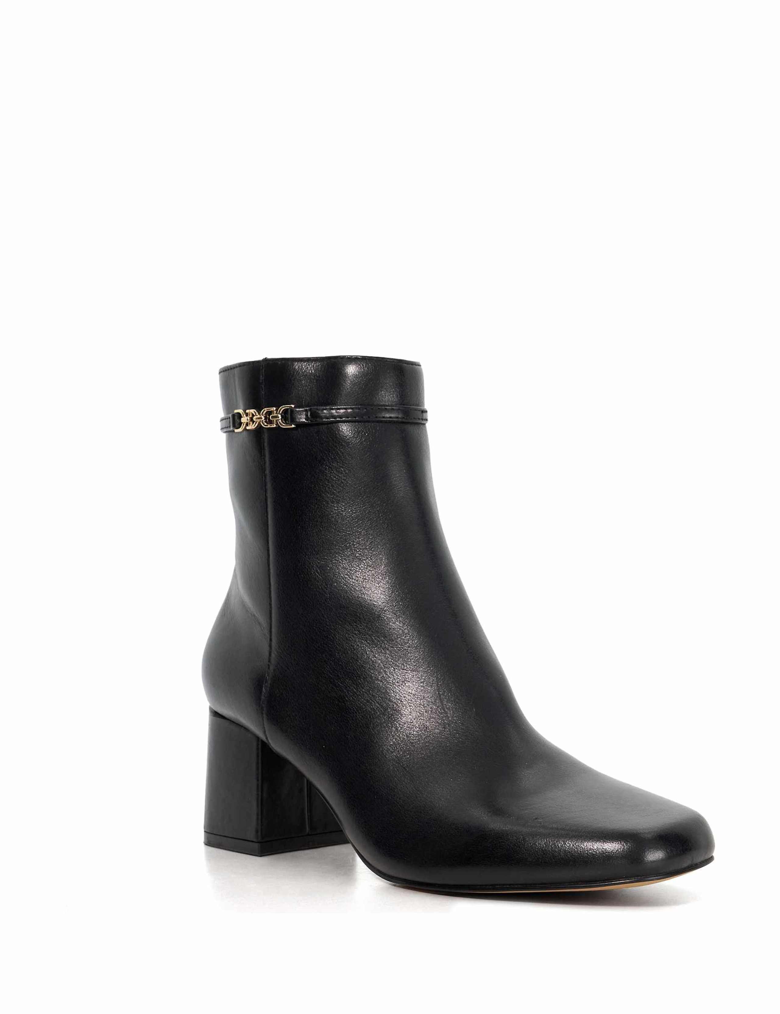 Leather Chain Block Heel Ankle Boots 3 of 6