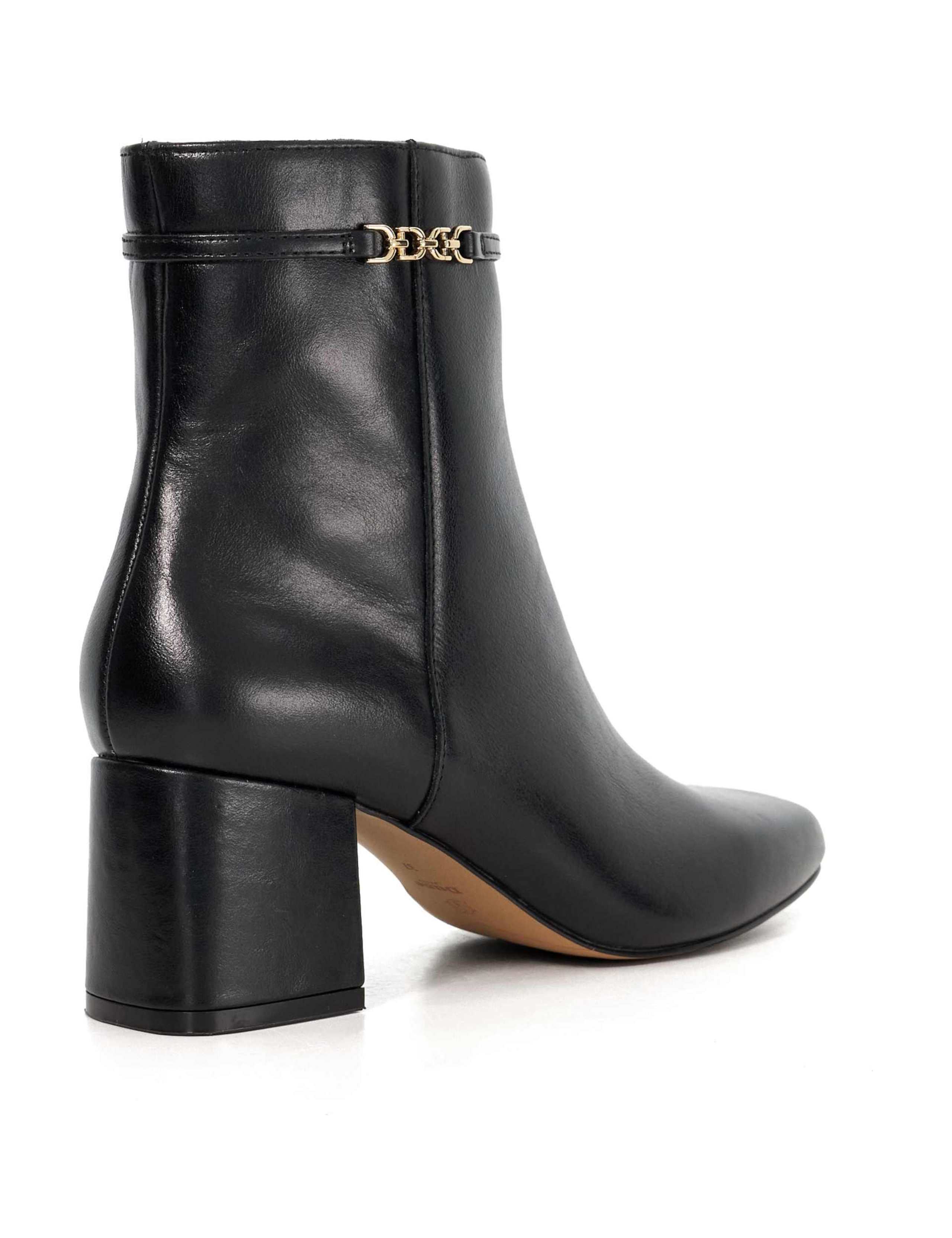 Leather Chain Block Heel Ankle Boots 4 of 6
