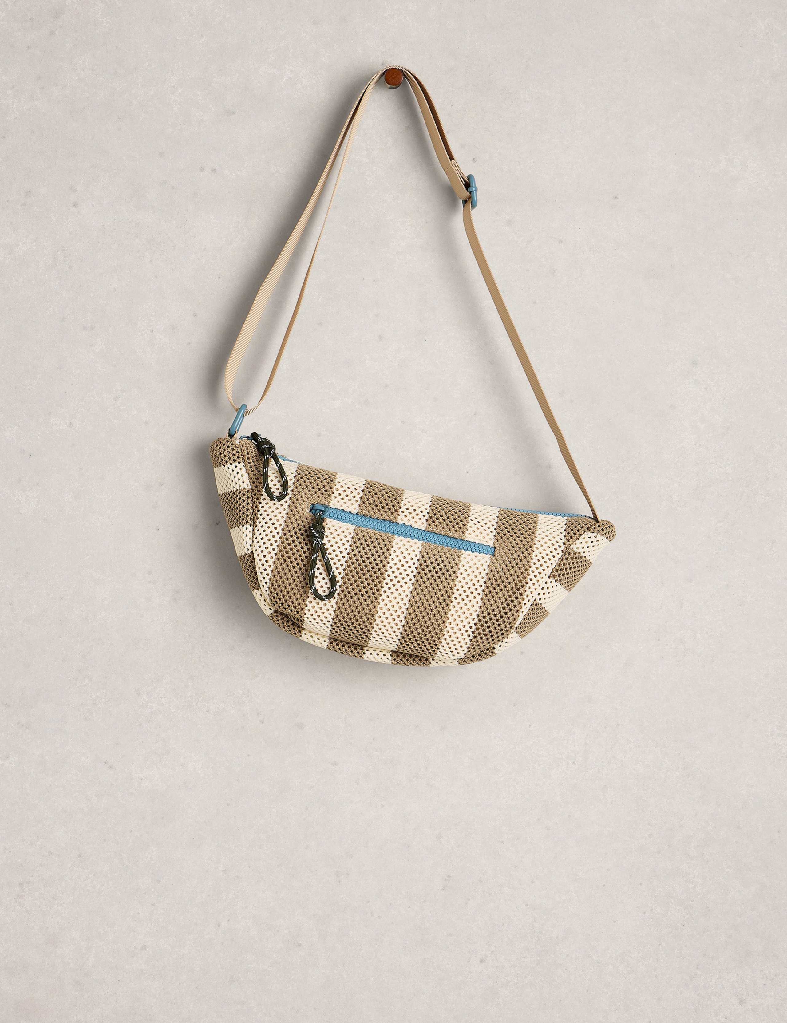 Mesh Striped Sling Cross Body Bag 2 of 4