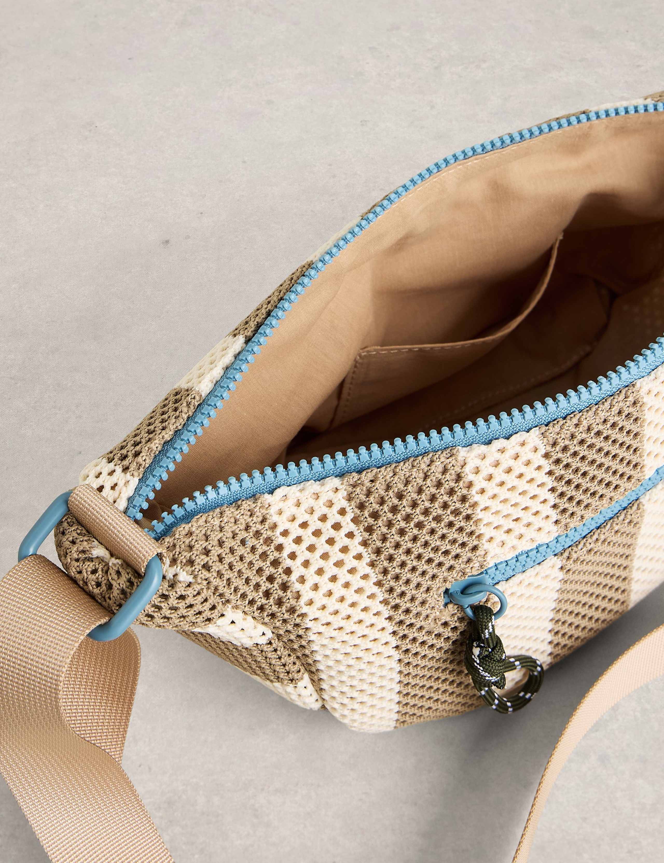 Mesh Striped Sling Cross Body Bag 4 of 4