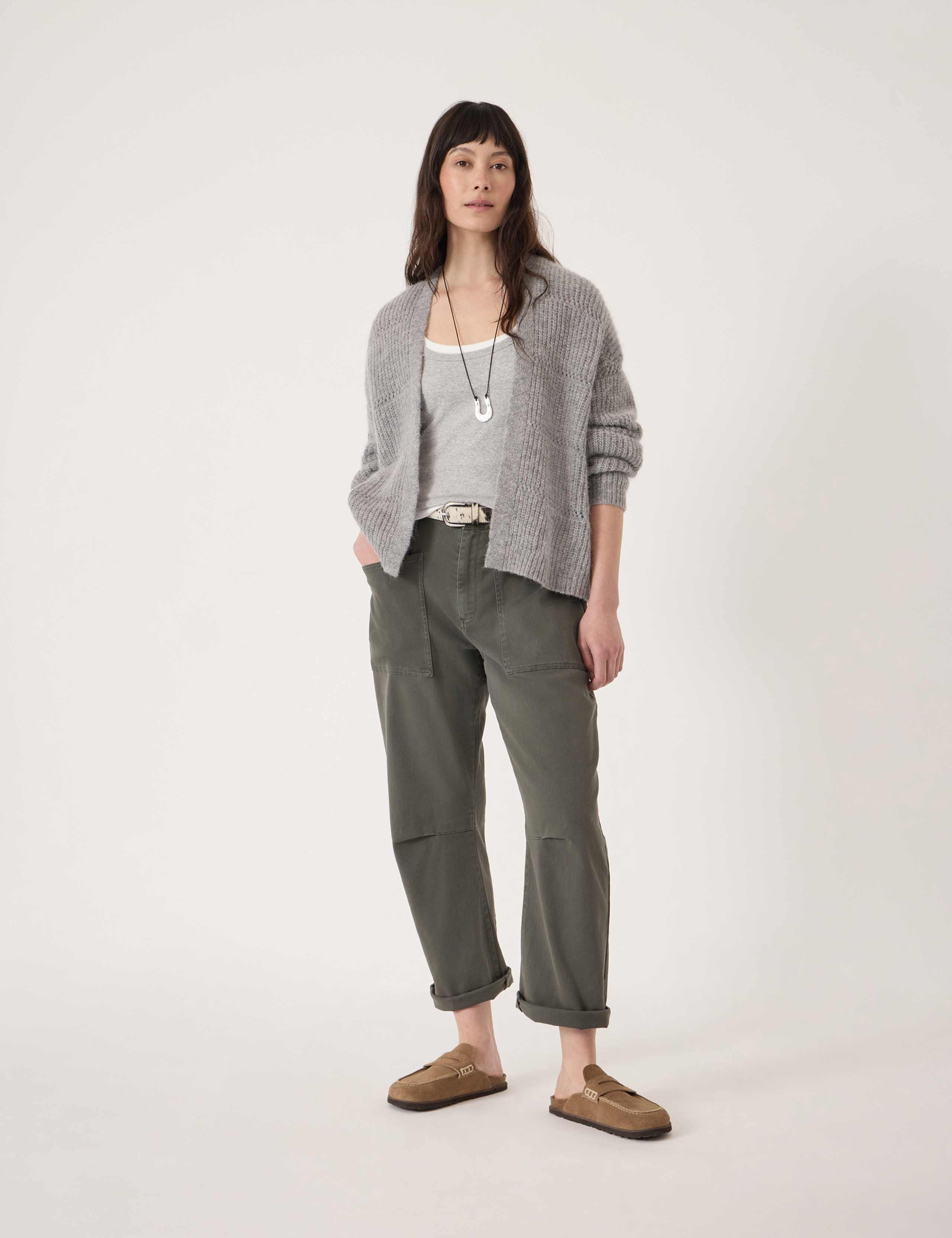 Alpaca Blend Pointelle Relaxed Cardigan 3 of 5
