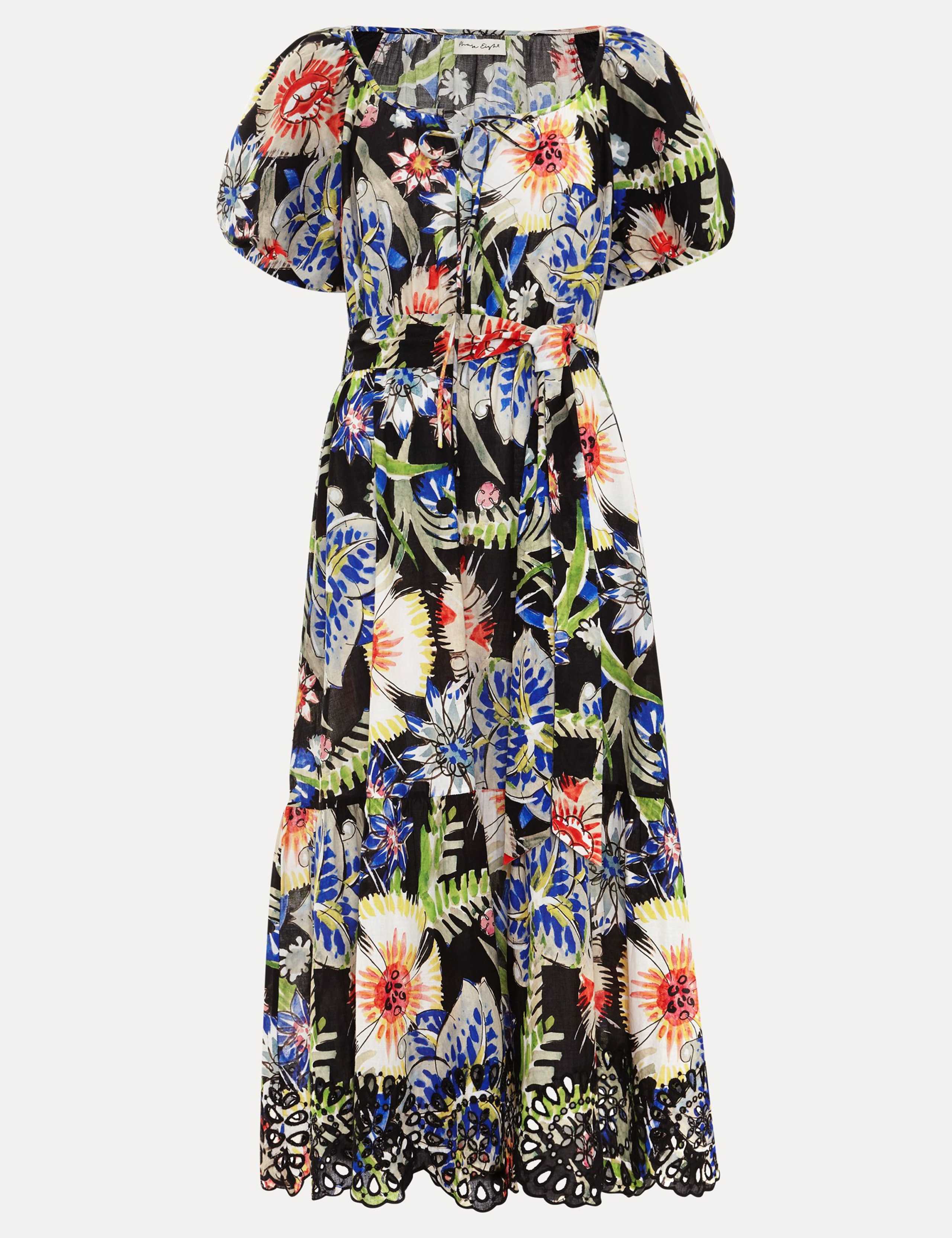 Pure Cotton Floral Midi Waisted Dress 2 of 7