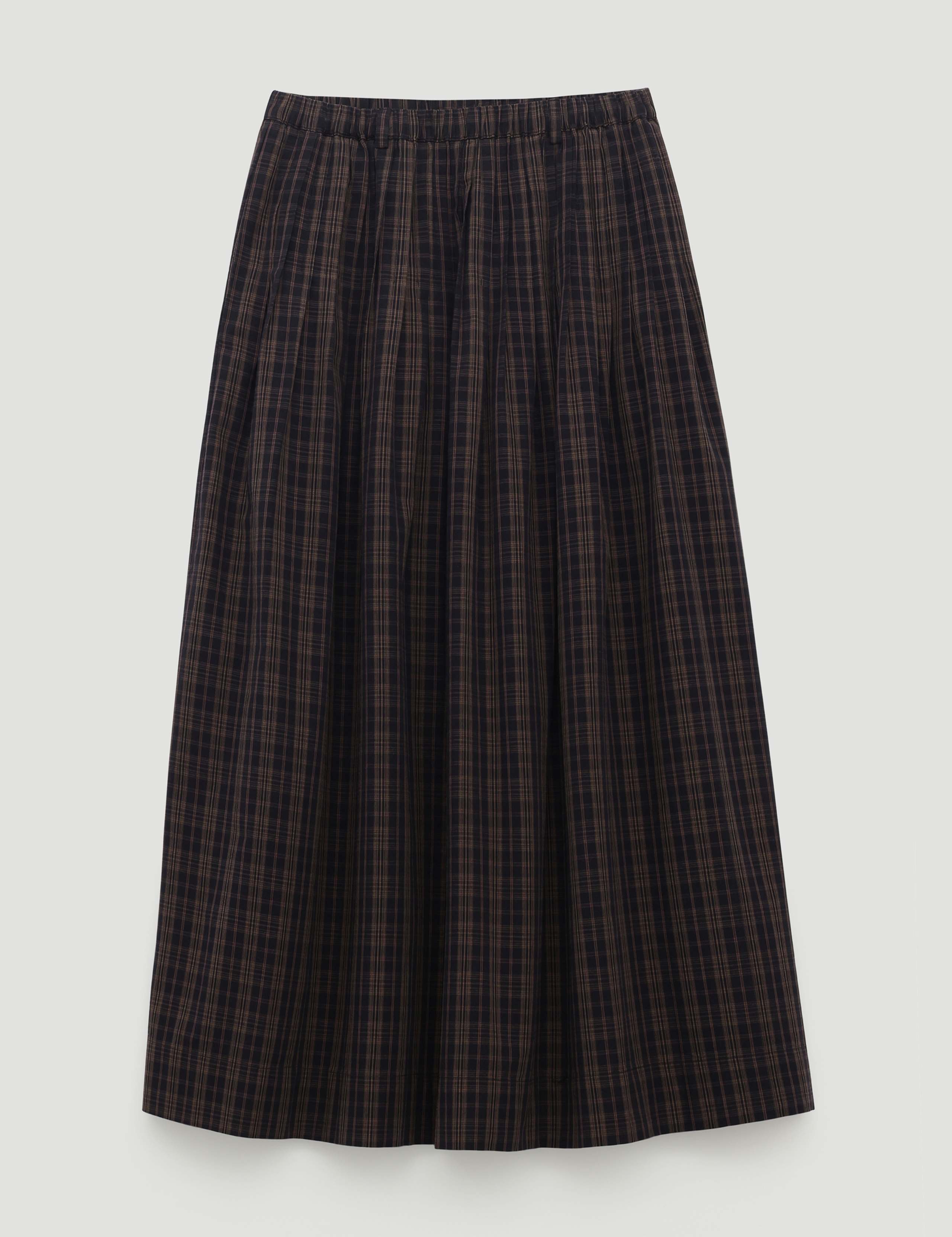 Pure Cotton Checked Midi A-Line Skirt 2 of 5