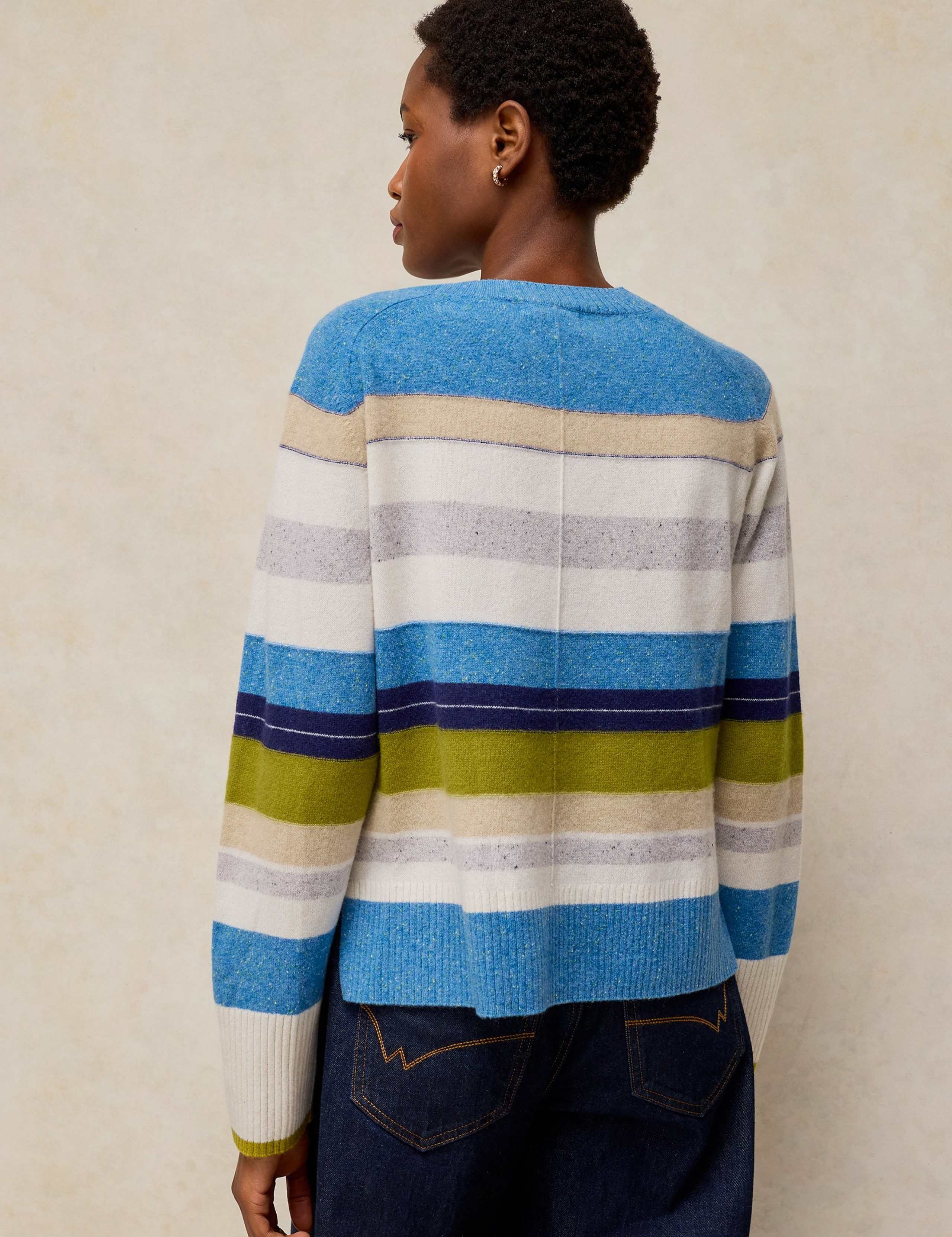 Pure Cashmere Striped Crew Neck Jumper 3 of 6