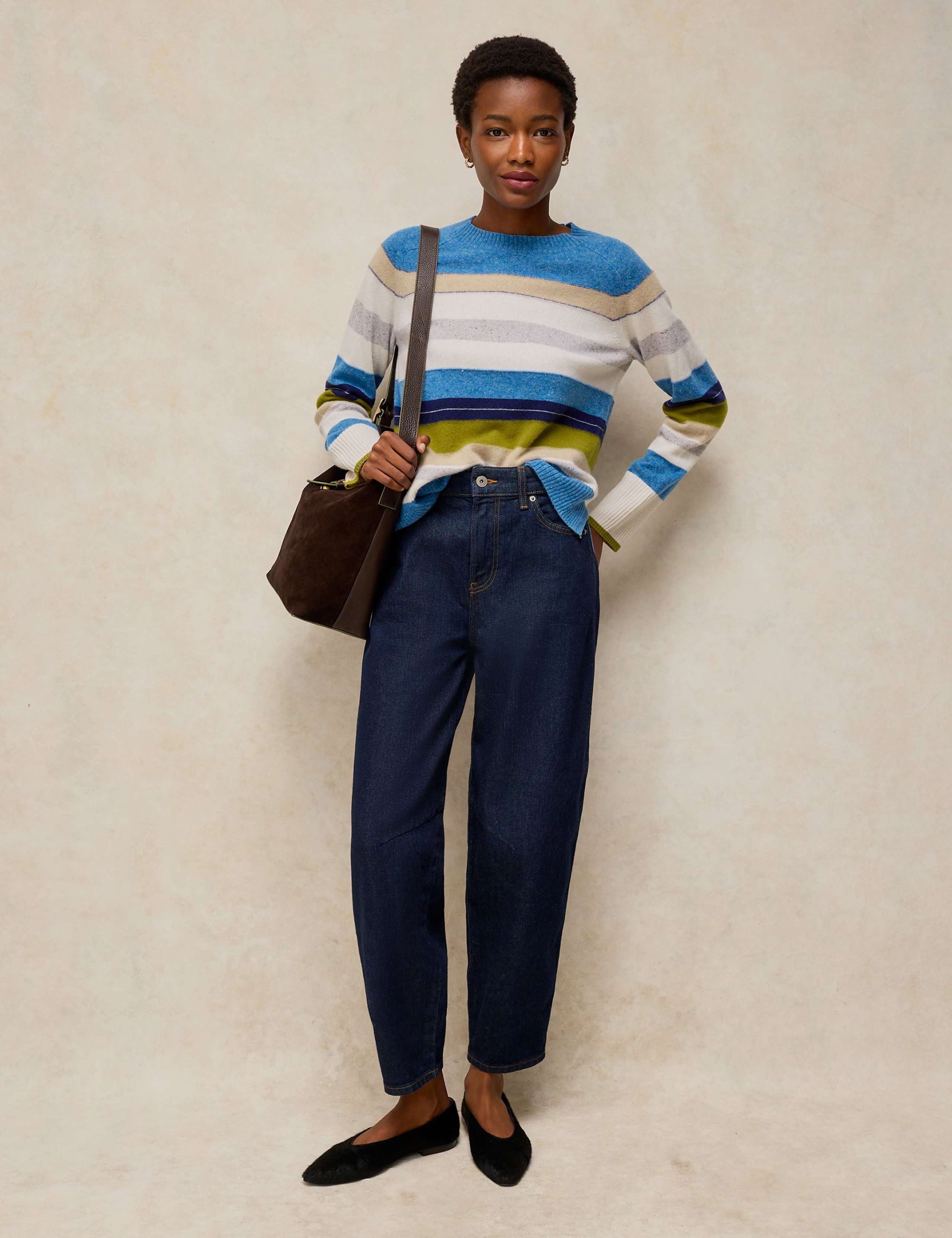 Pure Cashmere Striped Crew Neck Jumper 4 of 6