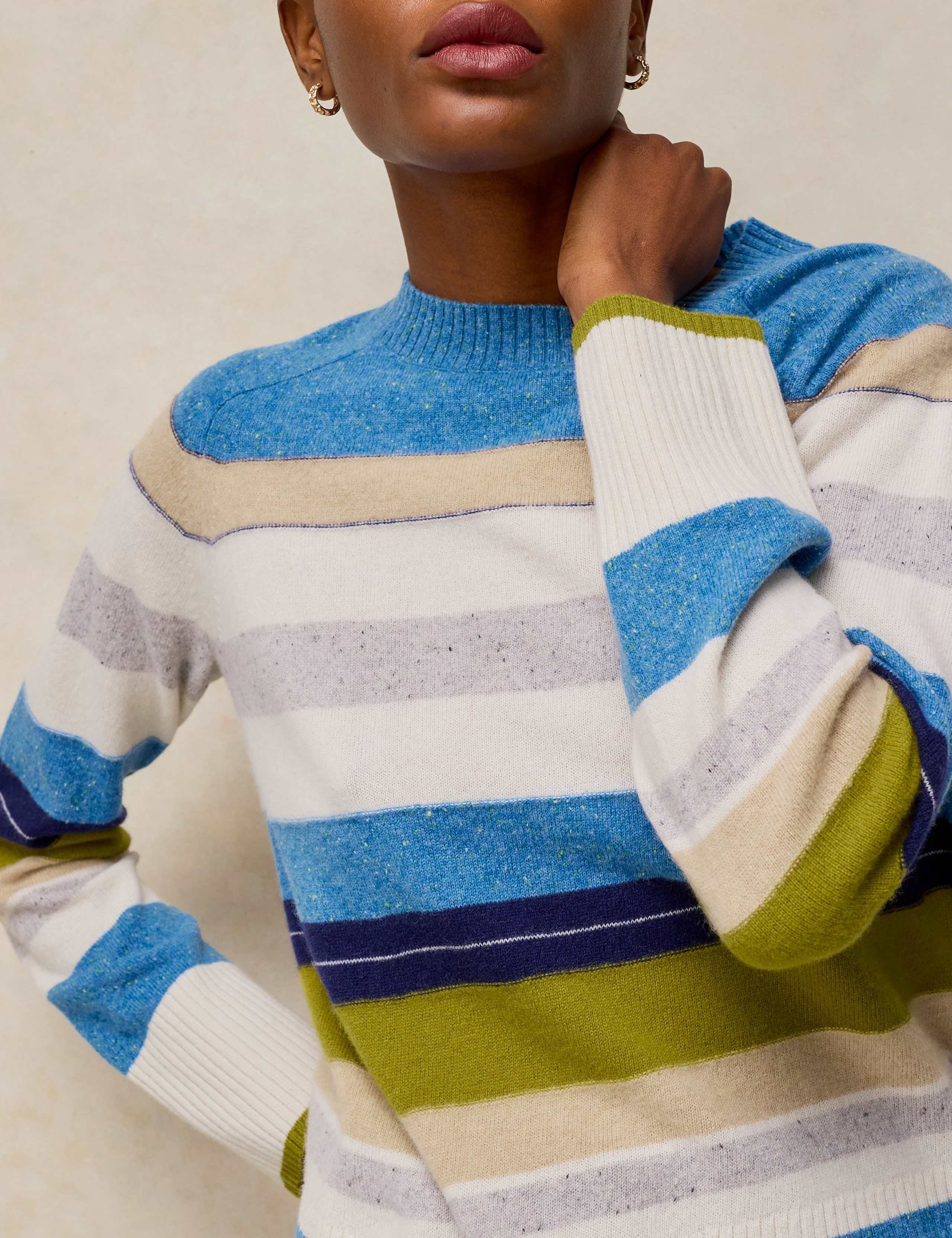 Pure Cashmere Striped Crew Neck Jumper 5 of 6